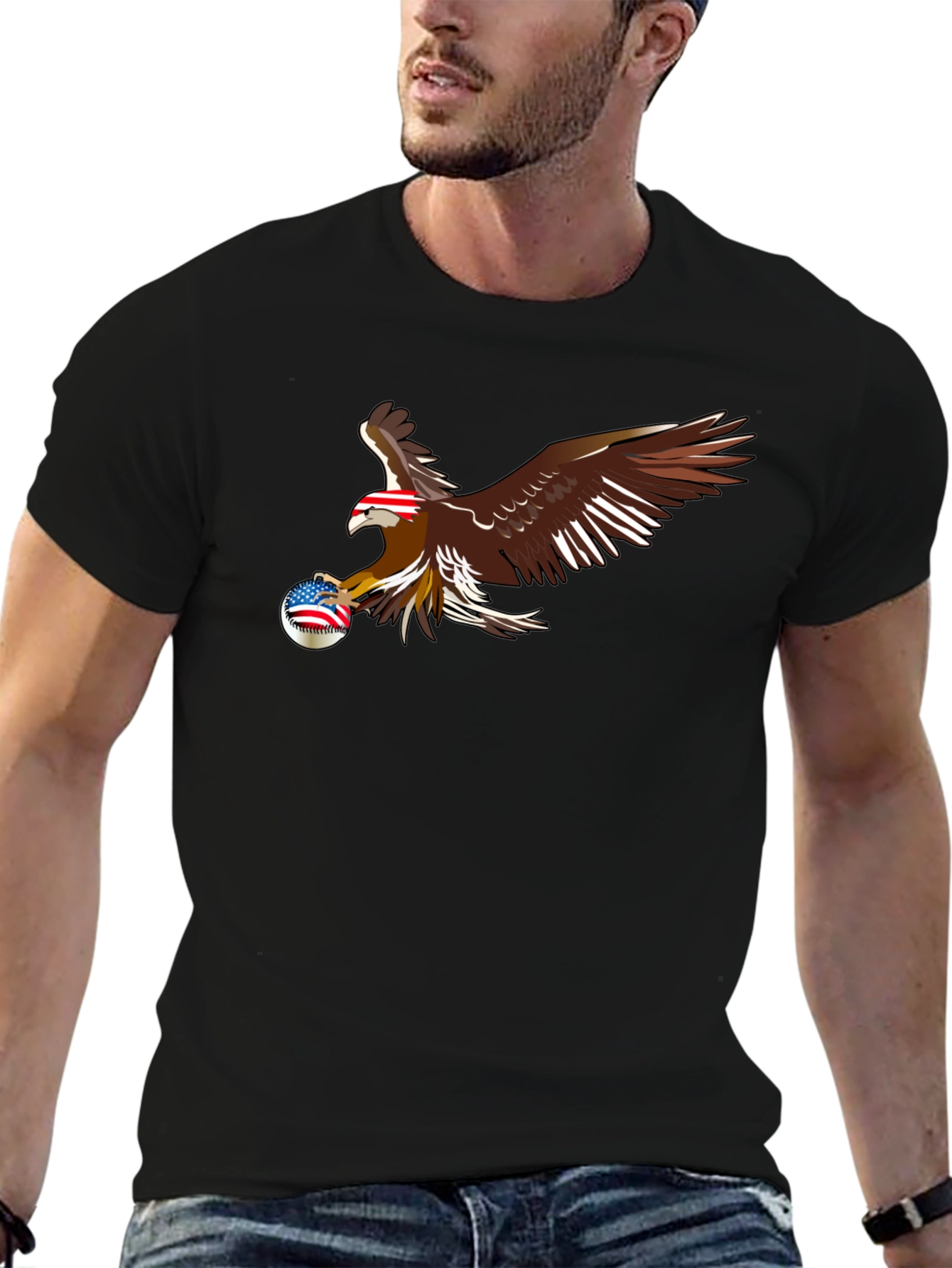 Eagle Baseball Patriotic Graphic T-Shirt