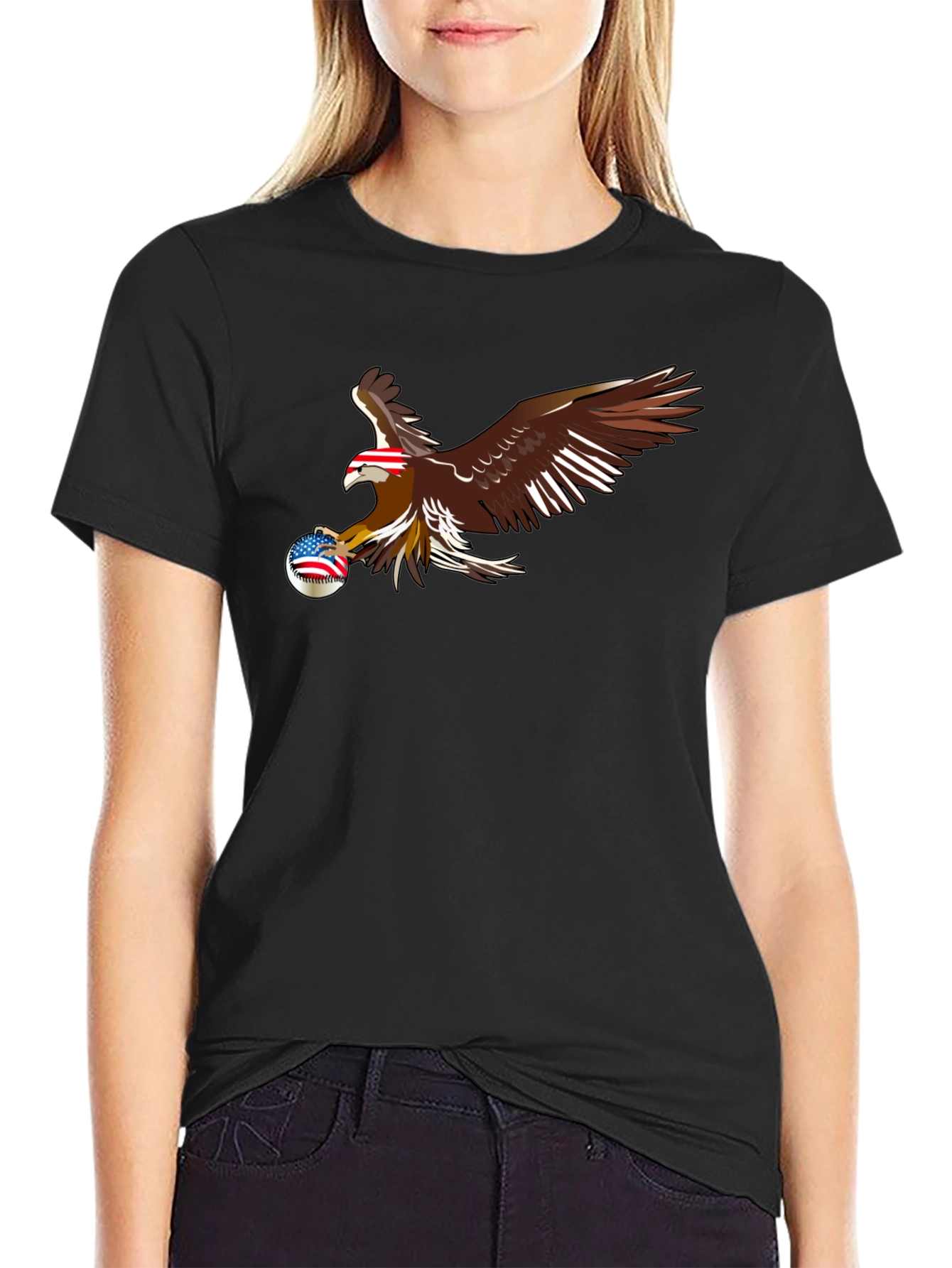 Eagle Baseball Patriotic Graphic T-Shirt