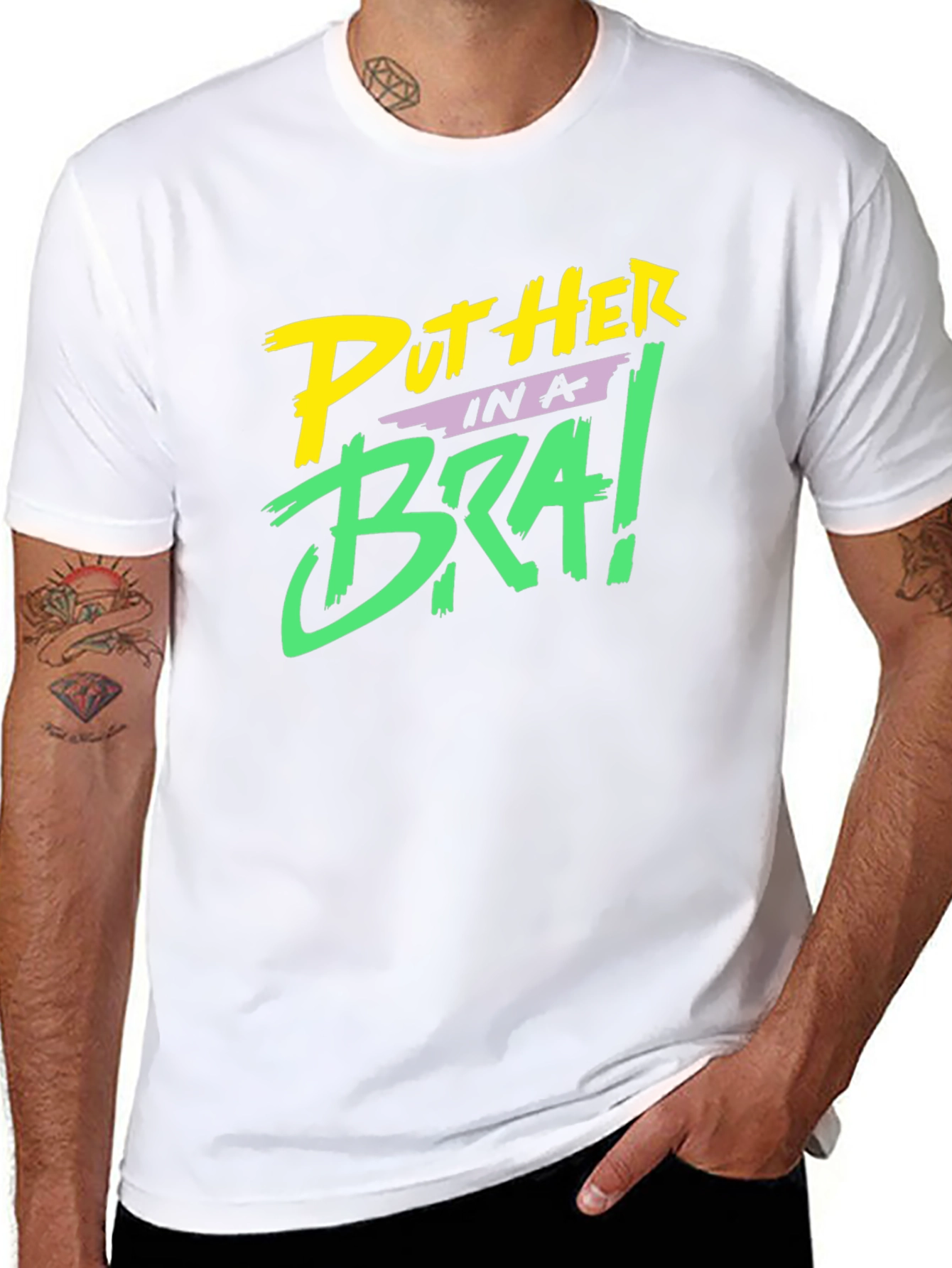 Put Her in a Bra! Black Graphic Tee