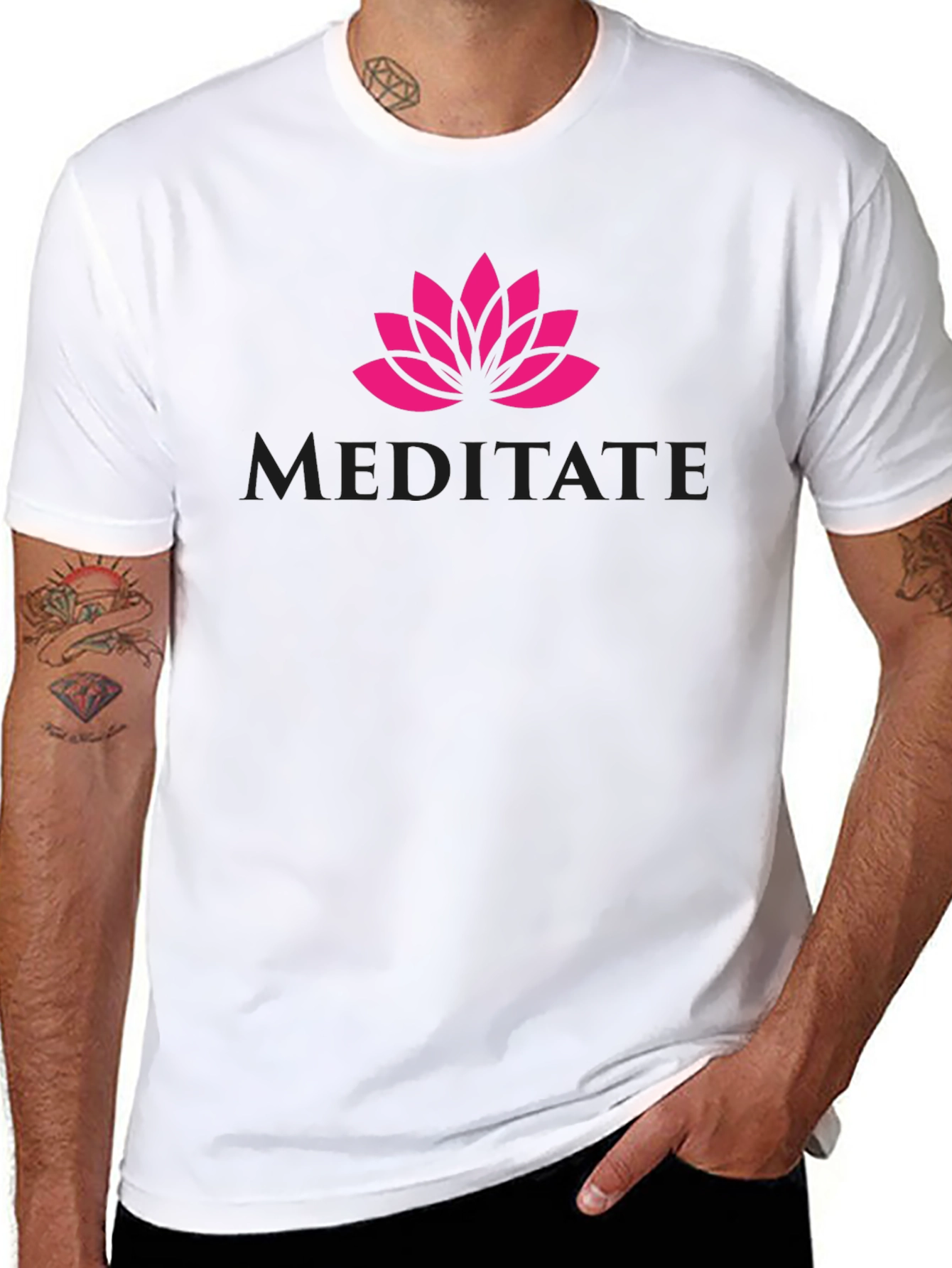 Meditate Lotus Flower Graphic Tee - Relaxed Fit