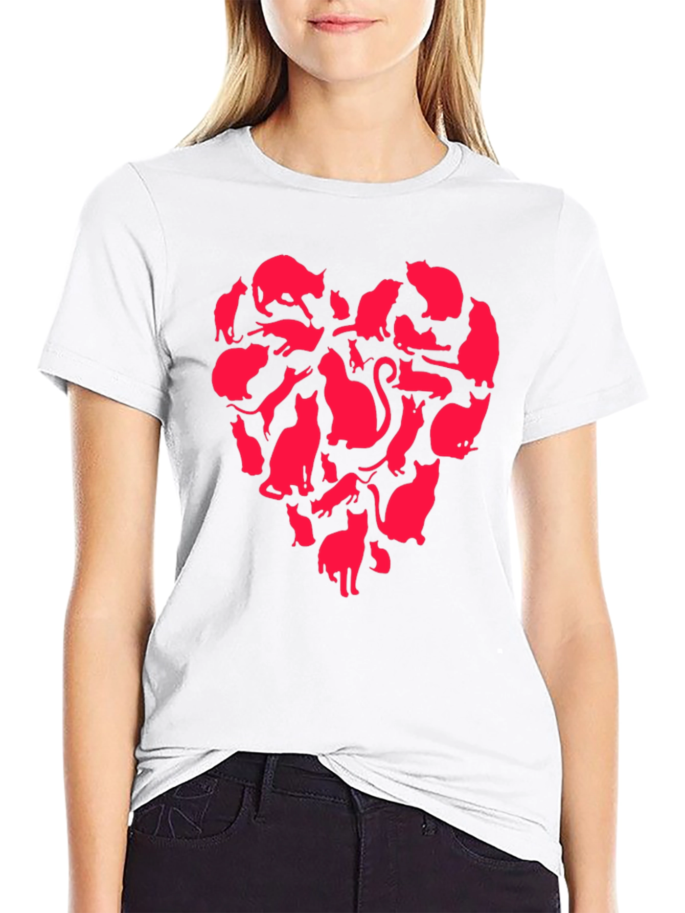 Cat Heart T-Shirt - Cute Graphic Tee
