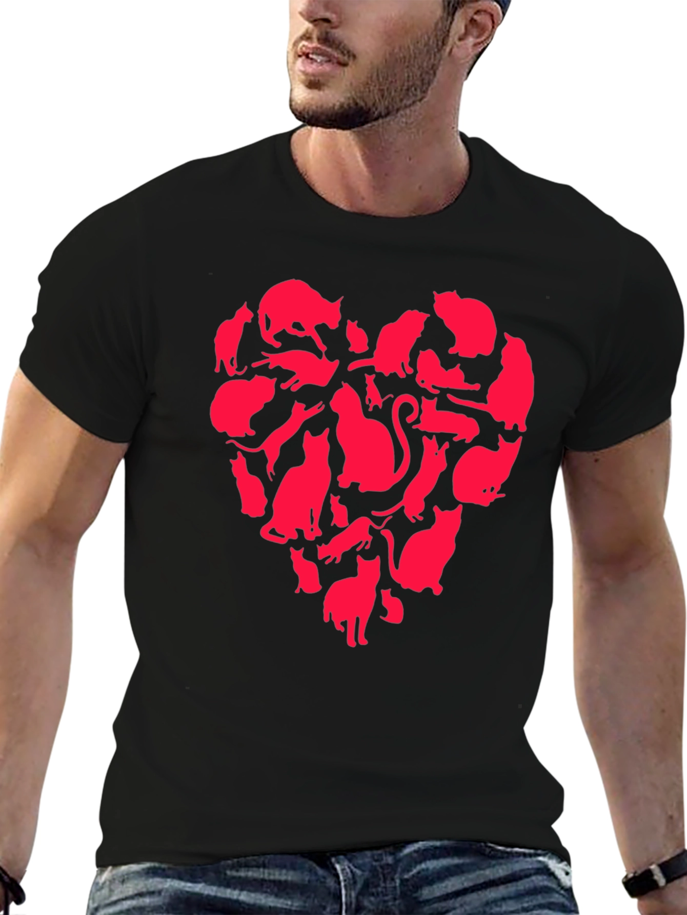 Cat Heart T-Shirt - Cute Graphic Tee