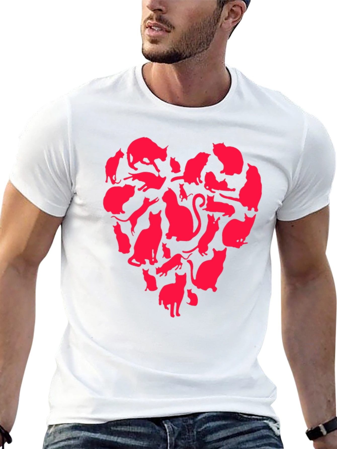 Cat Heart T-Shirt - Cute Graphic Tee