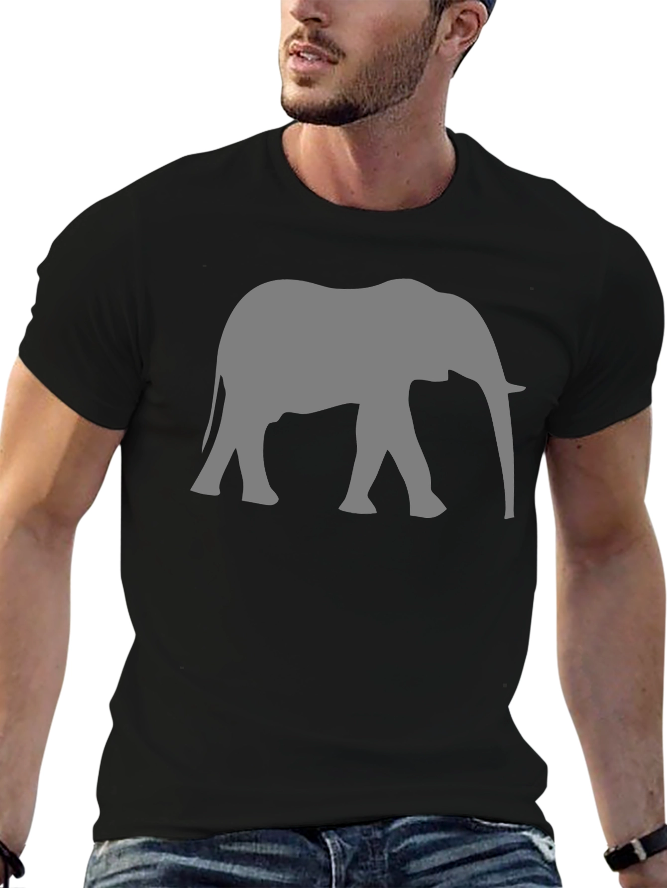 Elephant Graphic Tee - Black Cotton Comfort