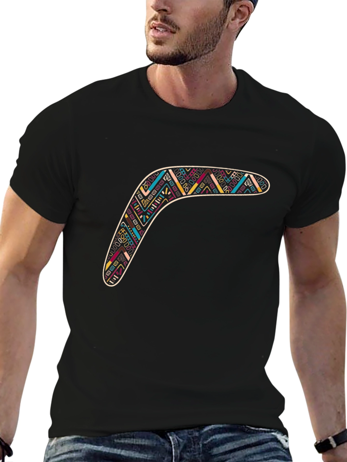 Boomerang Graphic Tee - Stylish Tribal Design