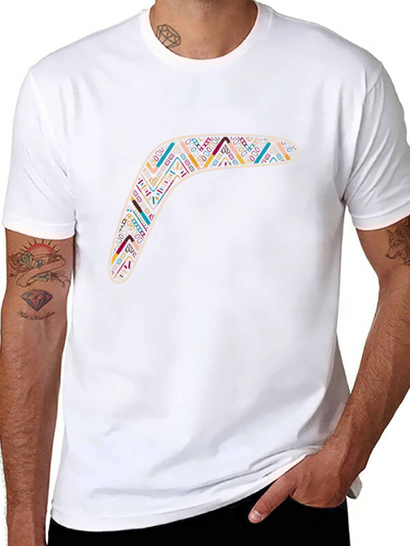 Boomerang Graphic Tee - Stylish Tribal Design