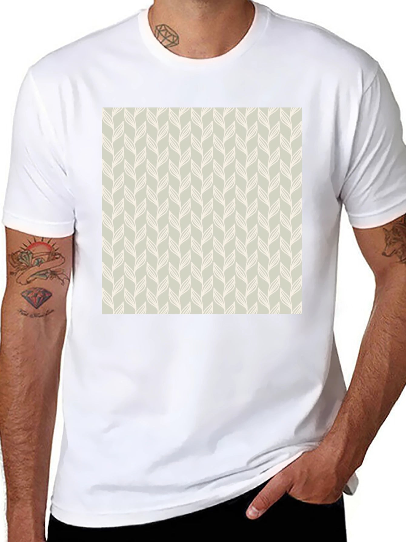 Patterned Casual Black Tee