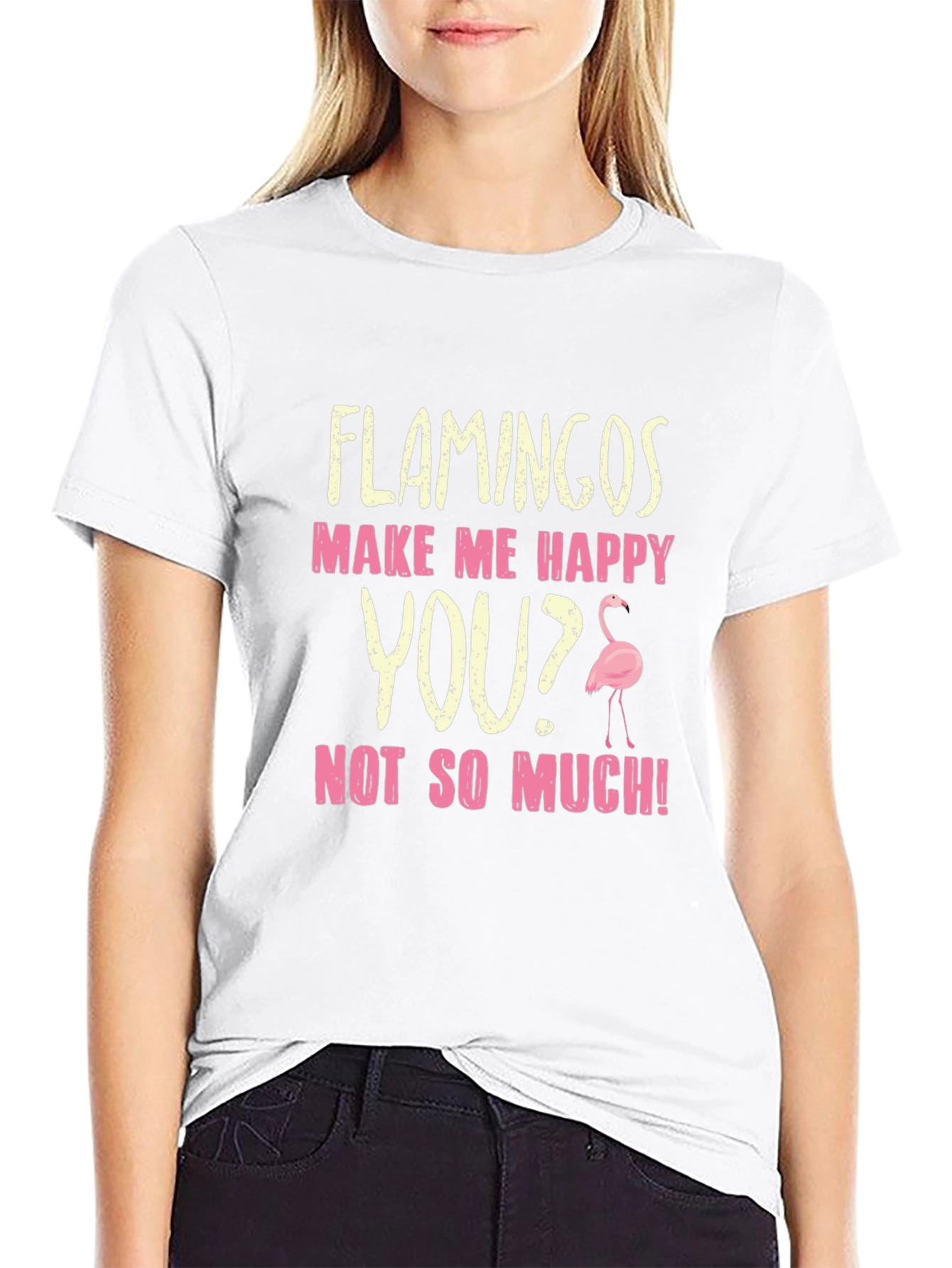 Flamingos Make Me Happy Graphic T-Shirt