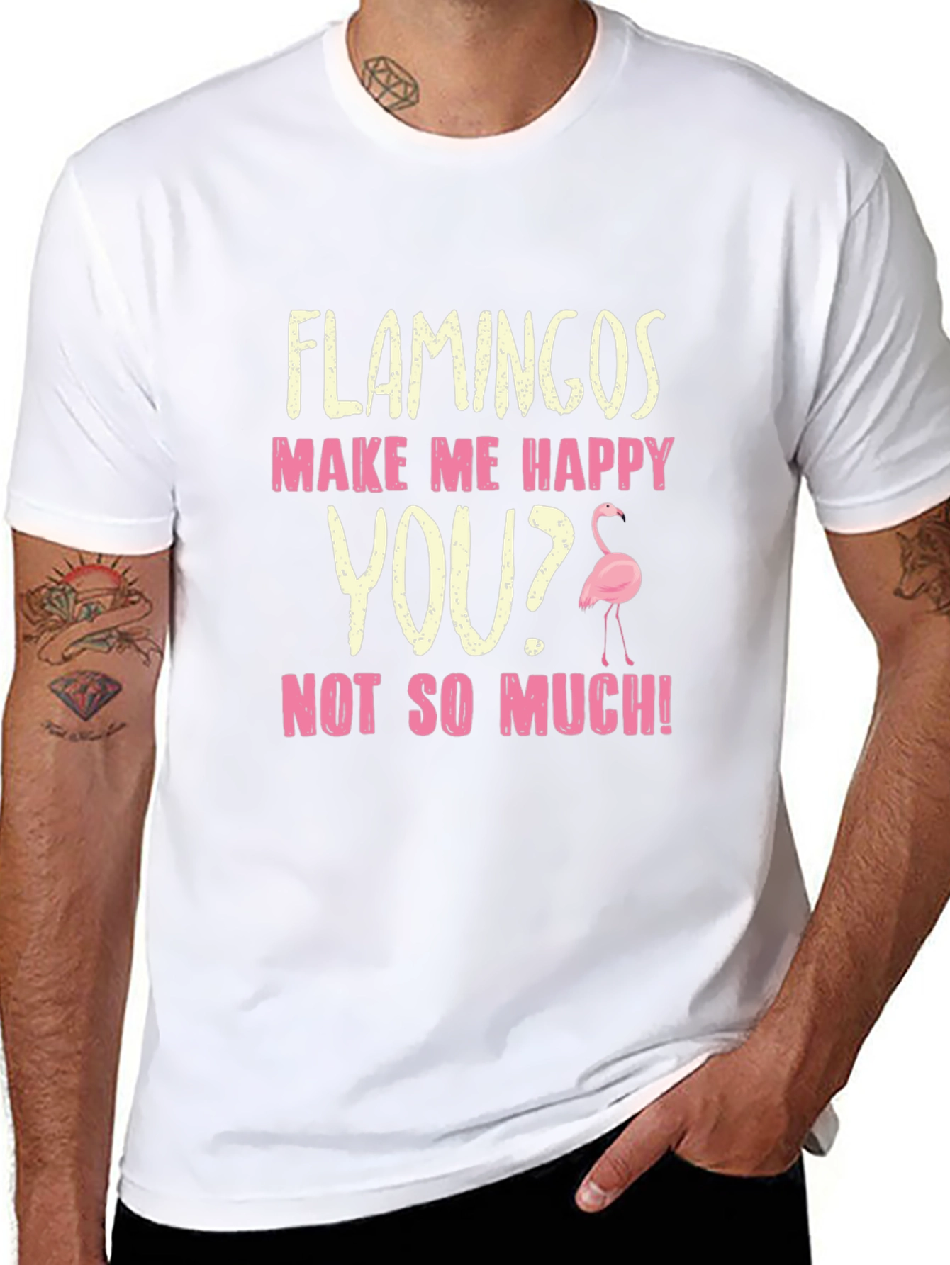 Flamingos Make Me Happy Graphic T-Shirt