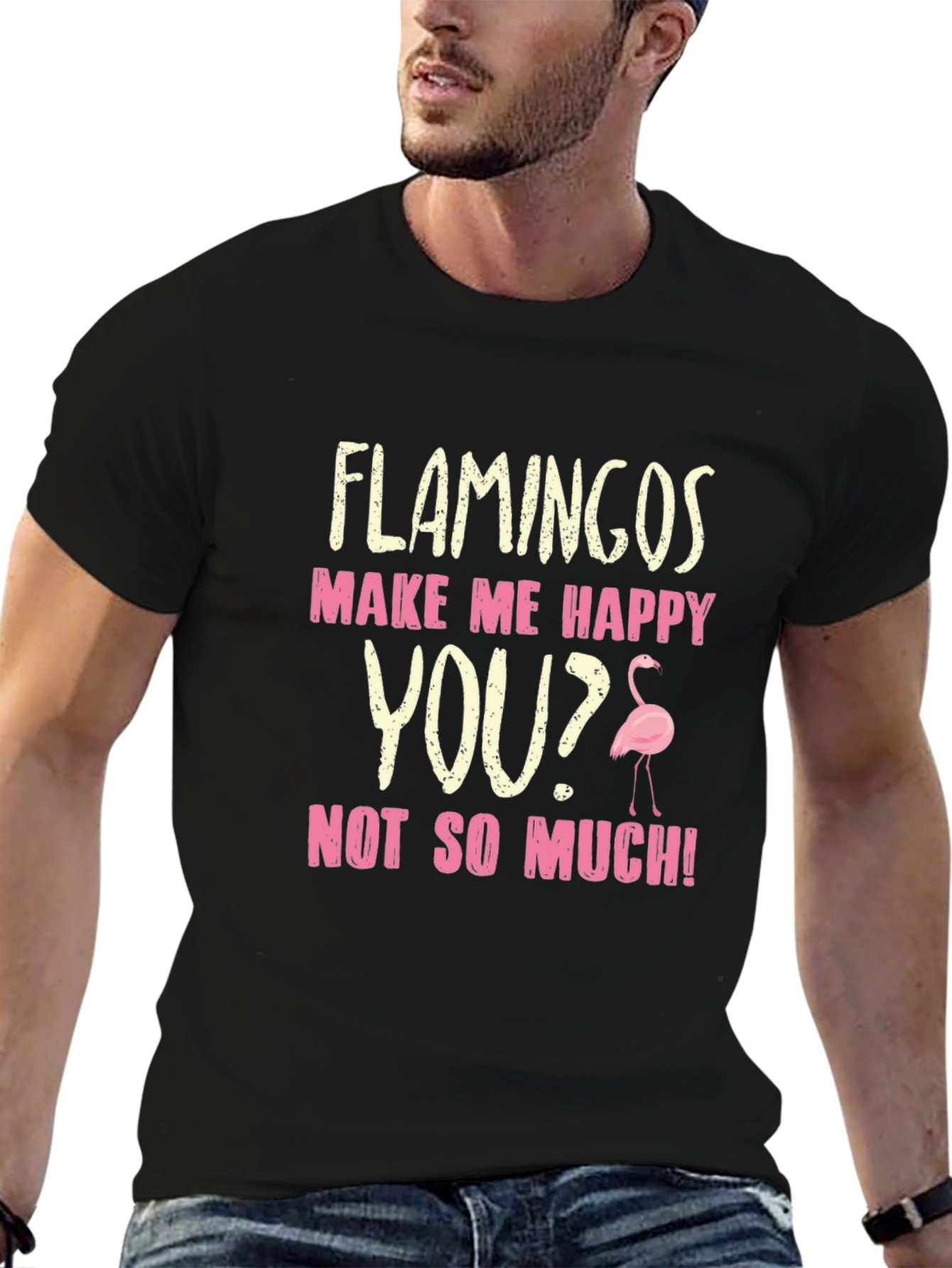 Flamingos Make Me Happy Graphic T-Shirt