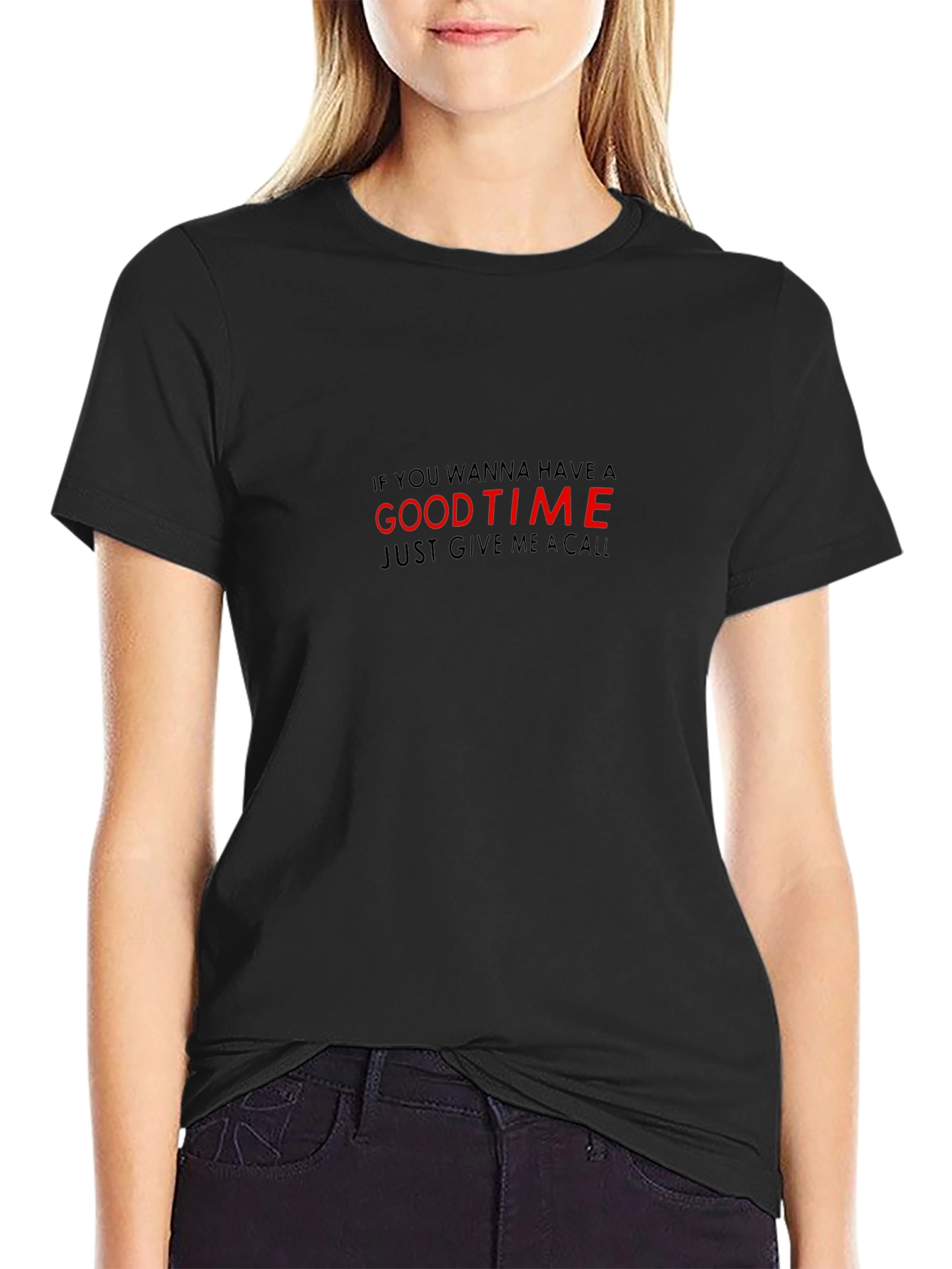 Good Time Call Graphic Black Tee