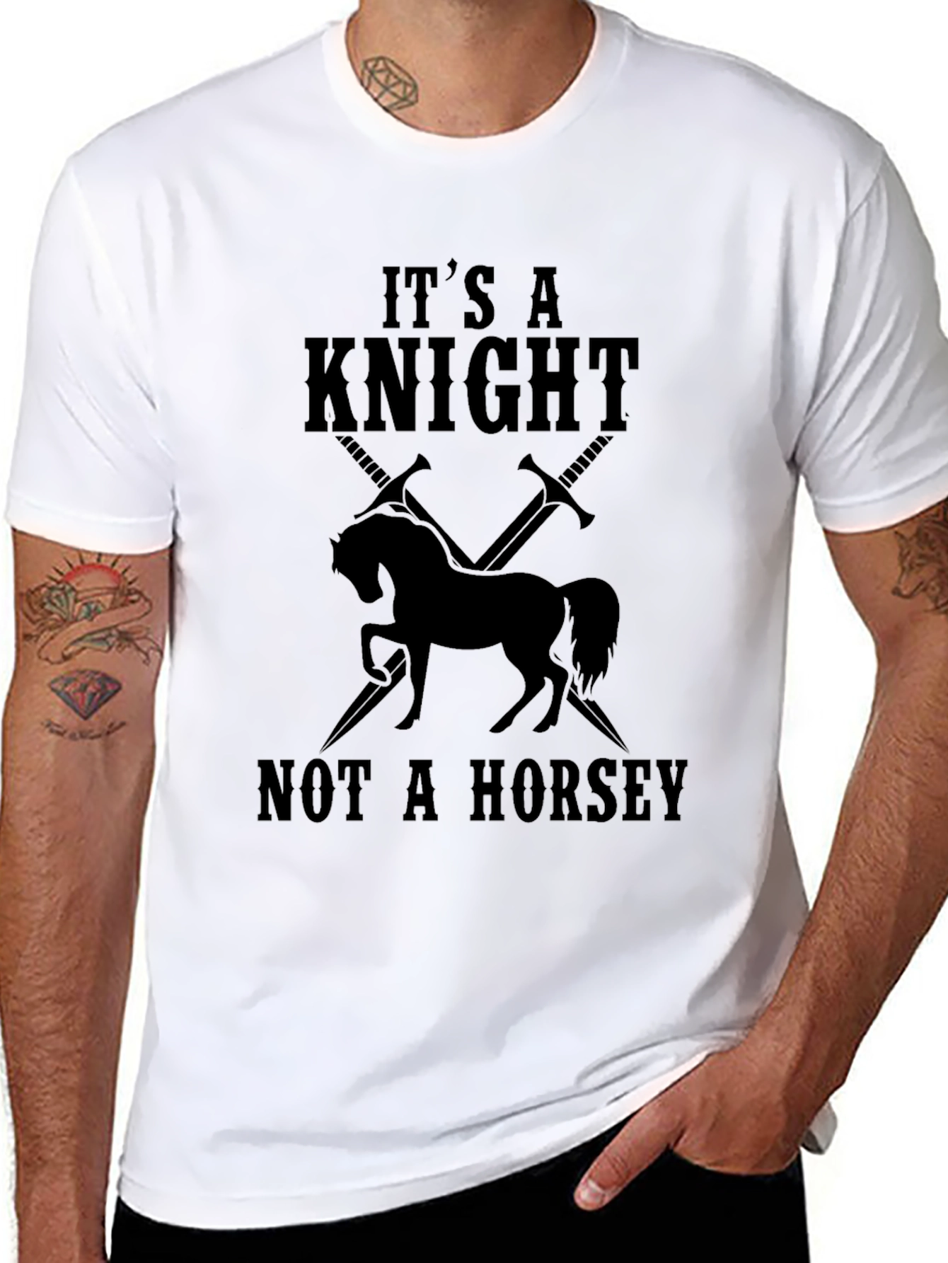 Its a Knight Not a Horsey Black T-Shirt