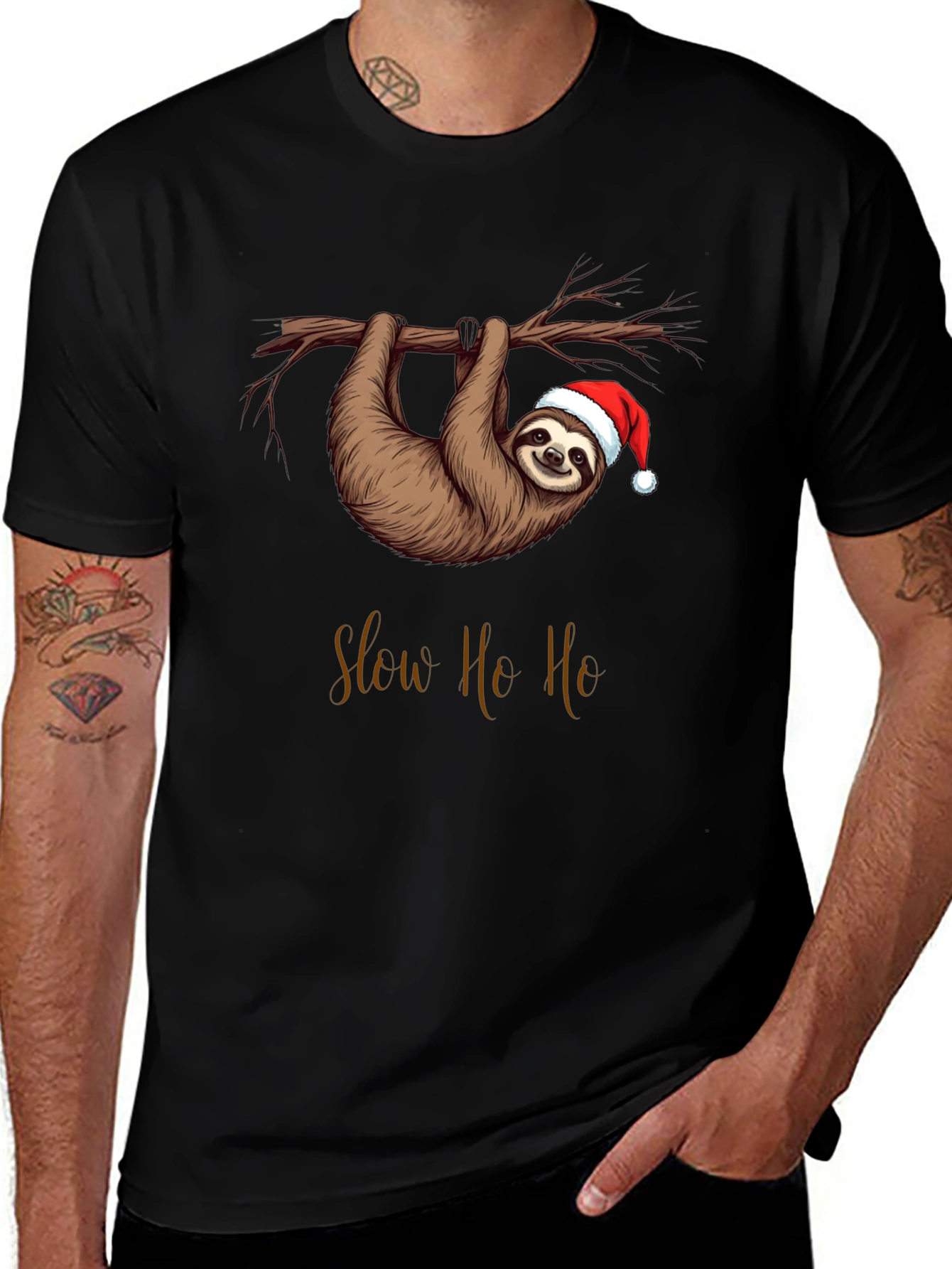 Slow Ho Ho Christmas Sloth T-Shirt