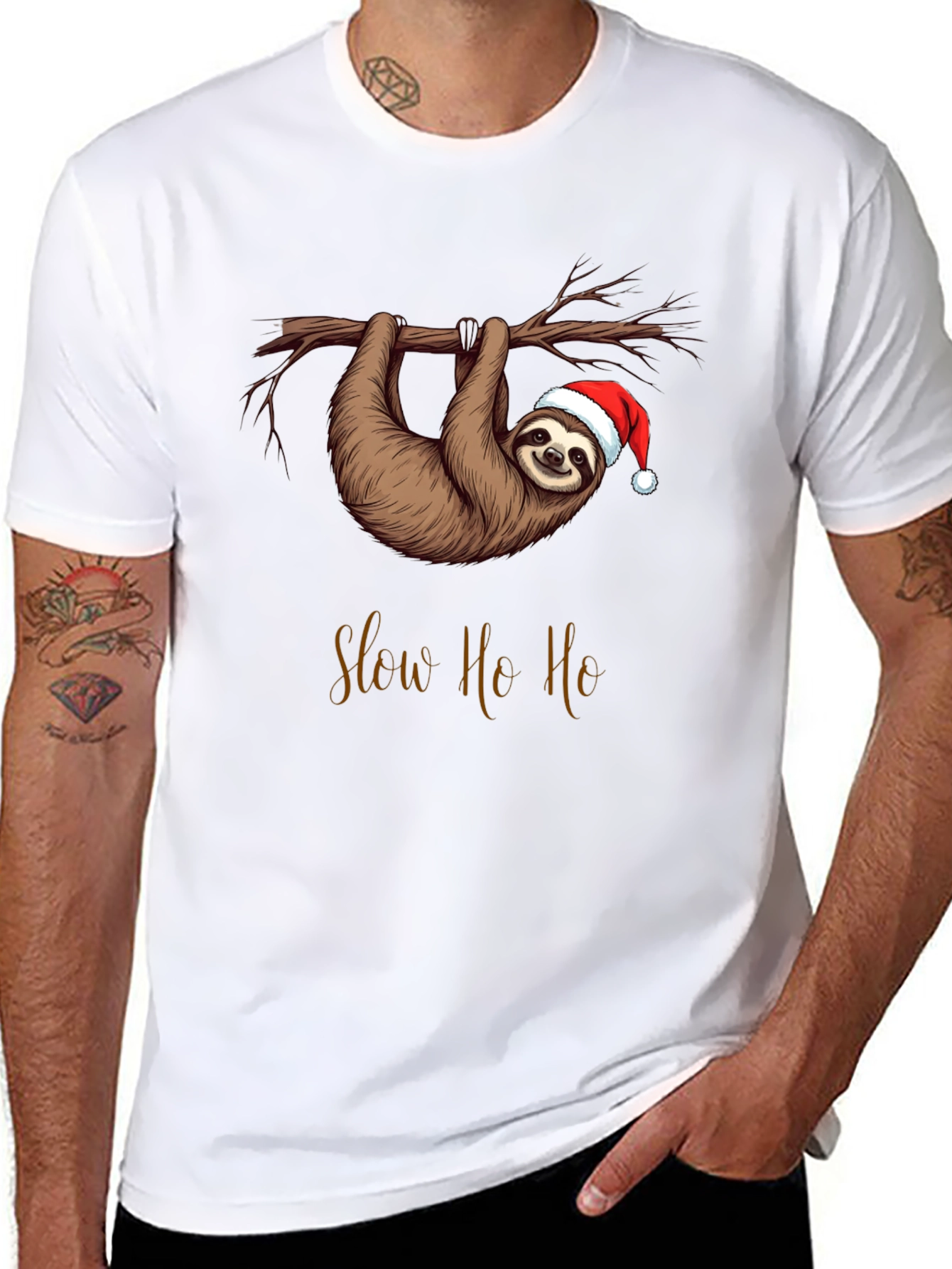 Slow Ho Ho Christmas Sloth T-Shirt