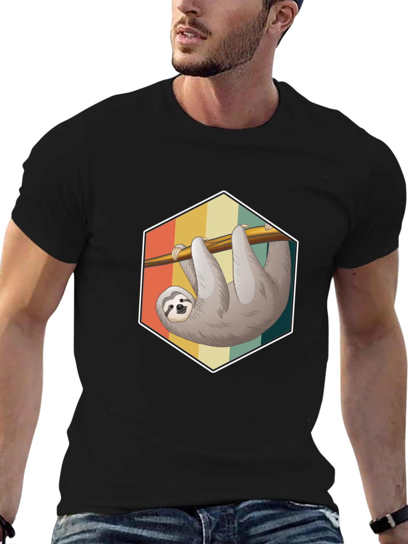 Sloth Graphic Tee - Retro Style