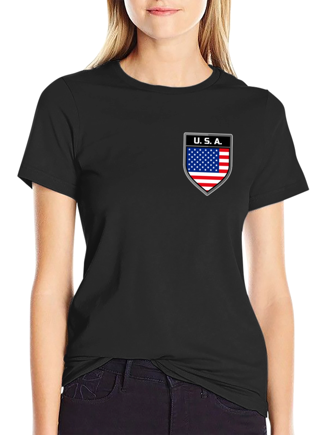 Mens Black USA Shield Graphic T-Shirt
