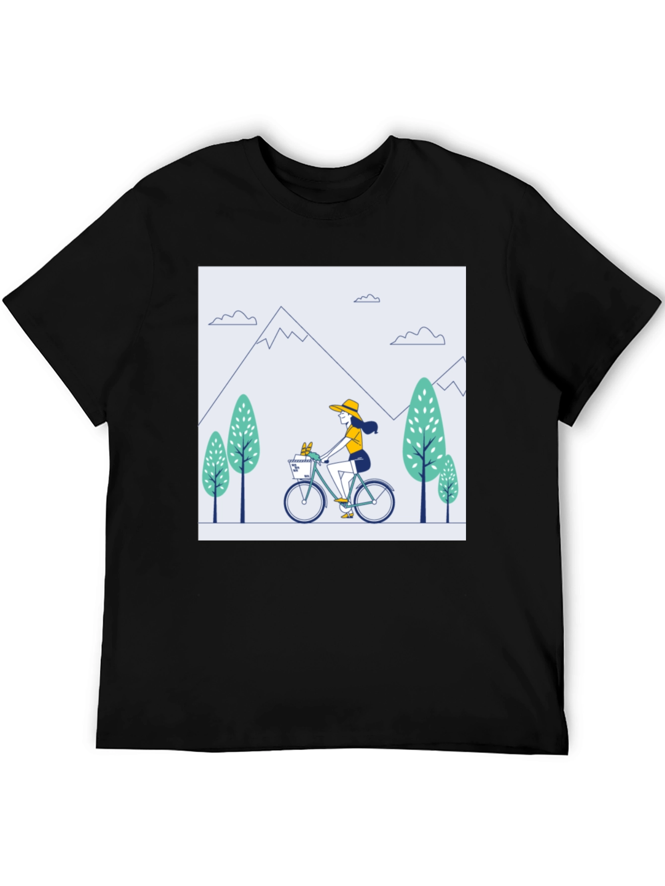 Bicycle Ride Graphic Tee - Mountain Scene Shirt