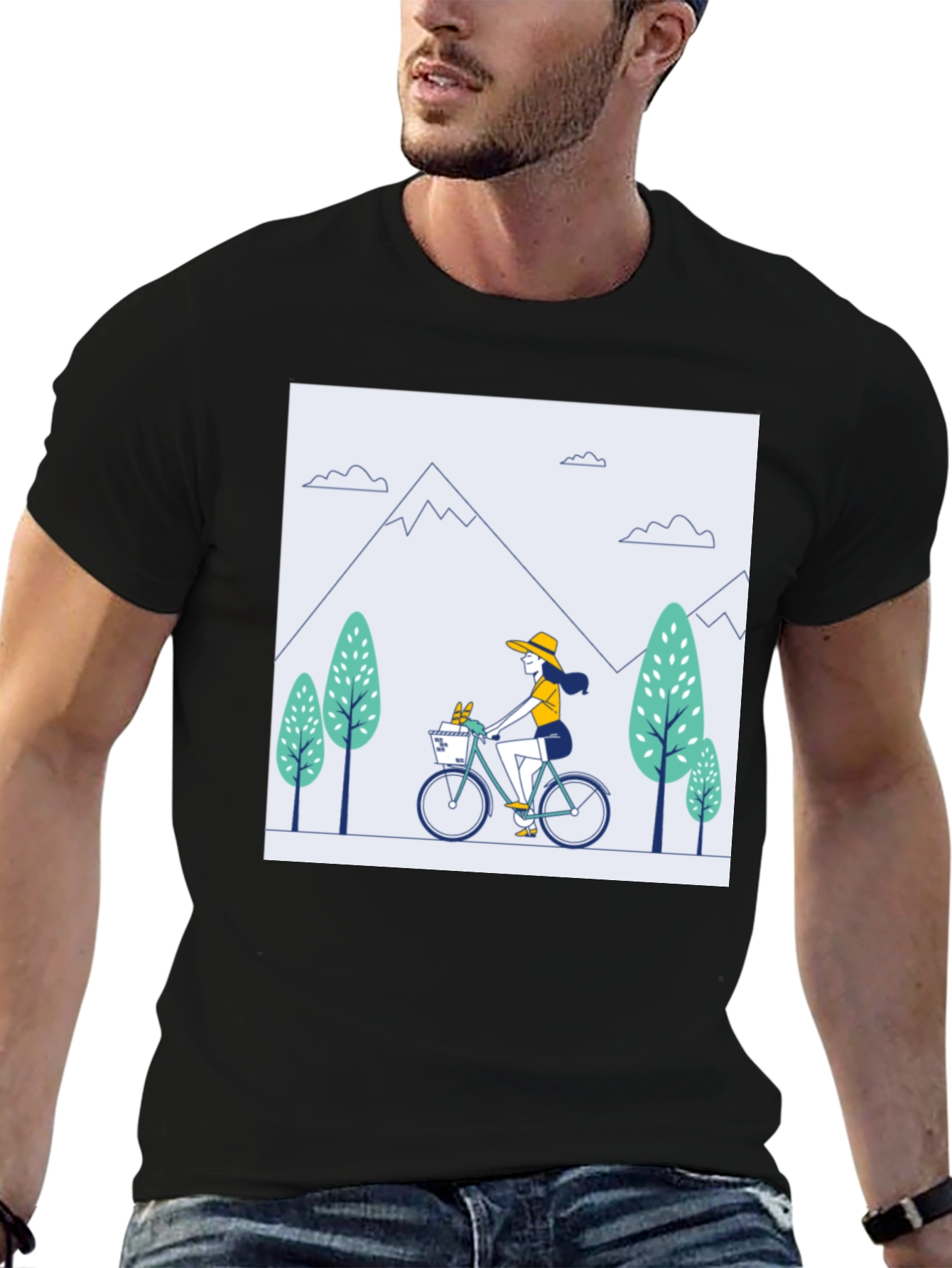 Bicycle Ride Graphic Tee - Mountain Scene Shirt