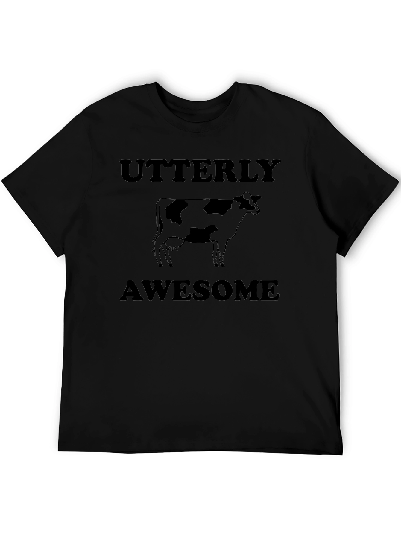 Utterly Awesome Cow Graphic Black T-Shirt