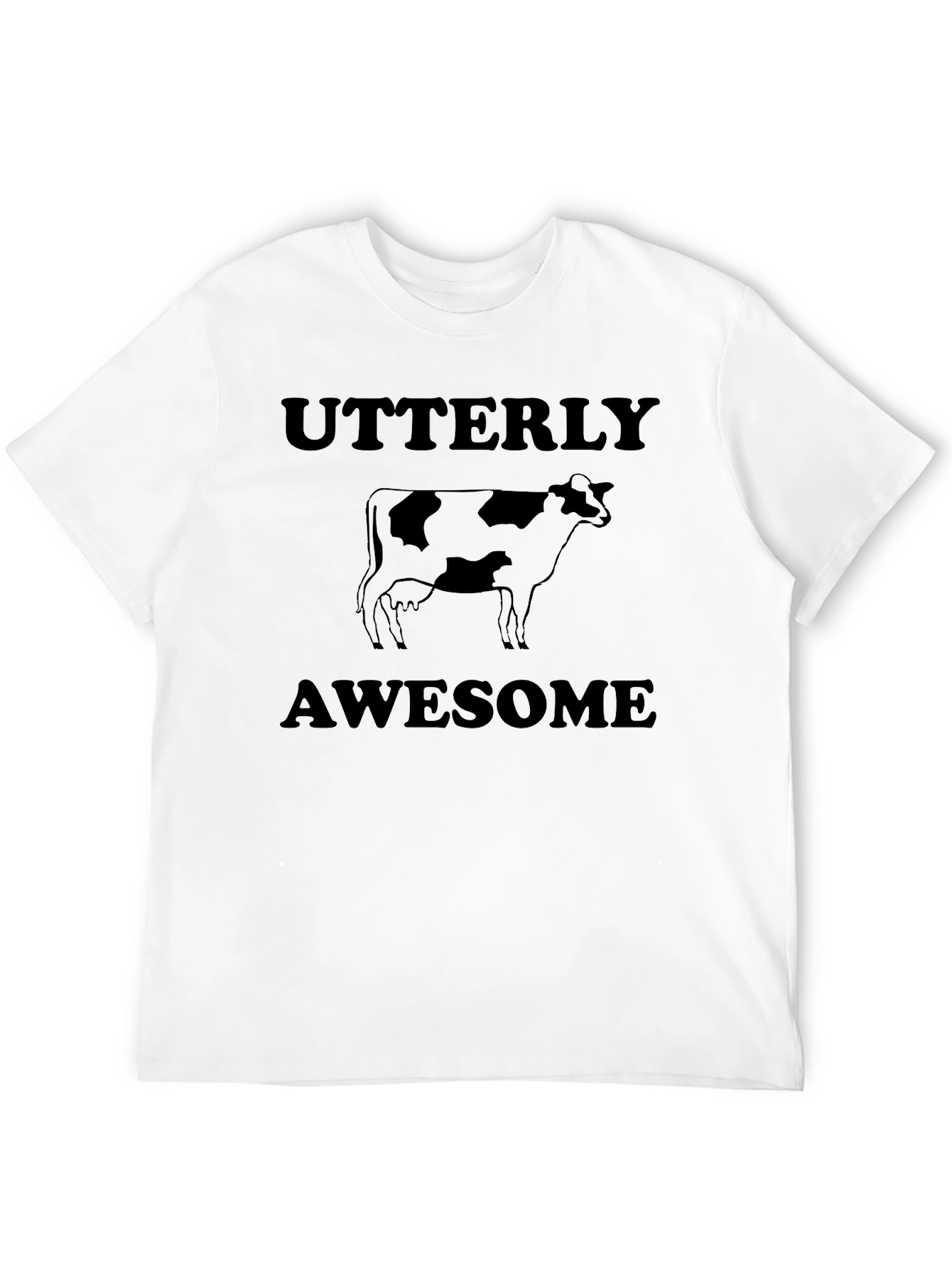 Utterly Awesome Cow Graphic Black T-Shirt