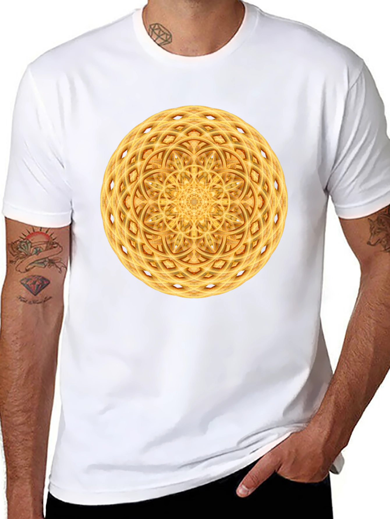Geometric Mandala Graphic Print Black T-Shirt