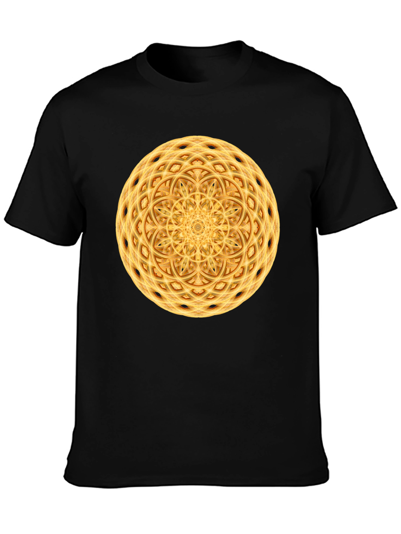 Geometric Mandala Graphic Print Black T-Shirt