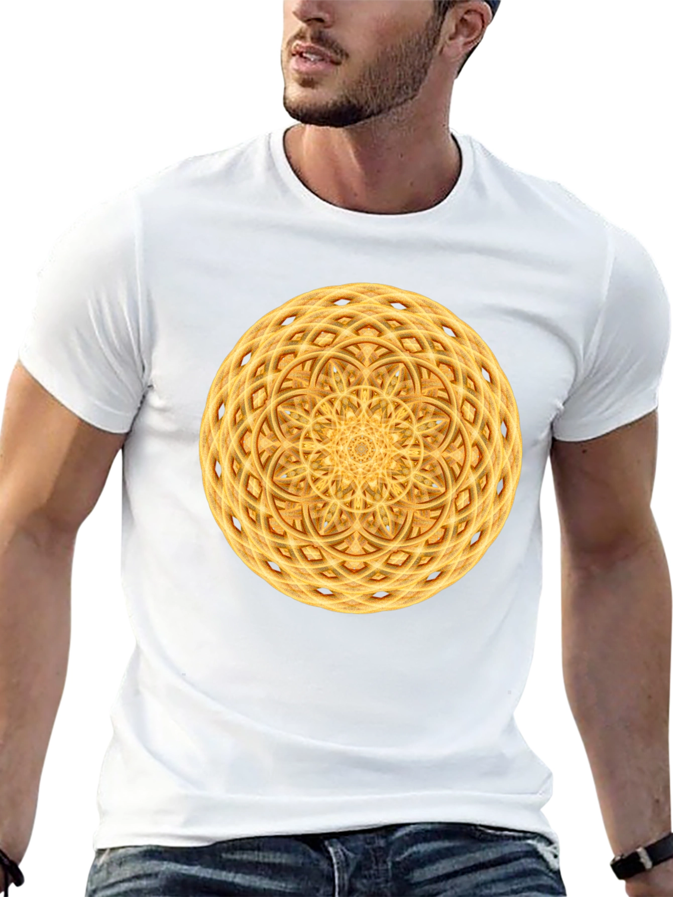 Geometric Mandala Graphic Print Black T-Shirt