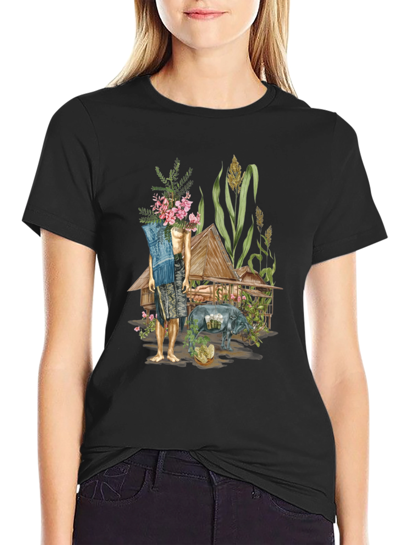 Unique Graphic Tee: Thai Village Design