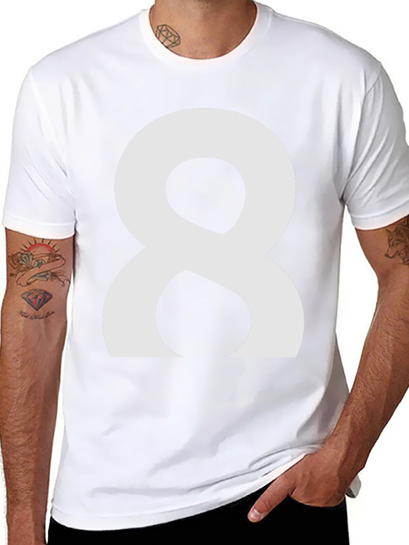 Number 8 Graphic Tee - Black Cotton Shirt