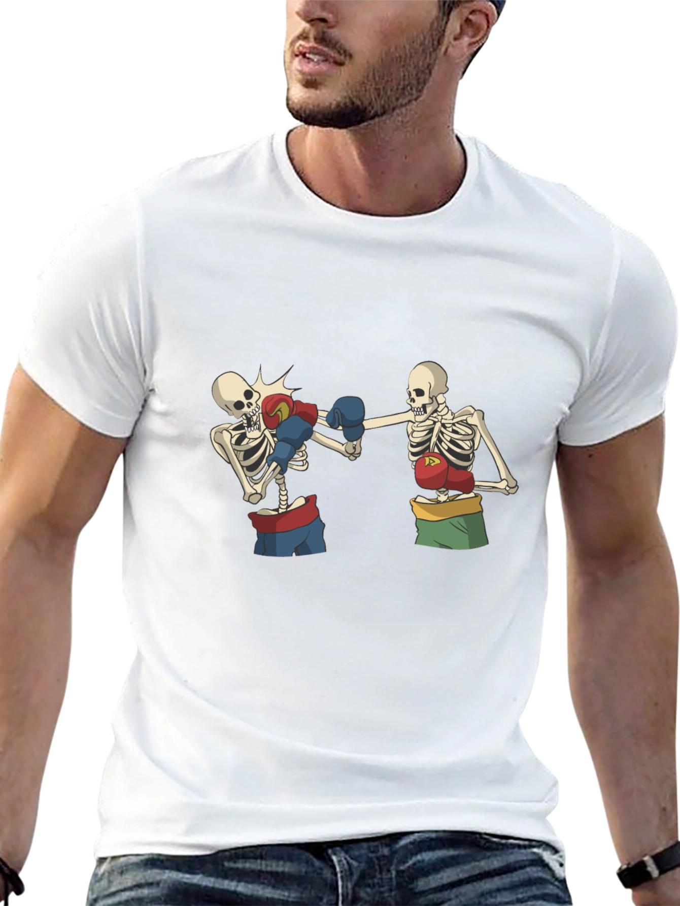 Skeleton Boxing T-Shirt - Black