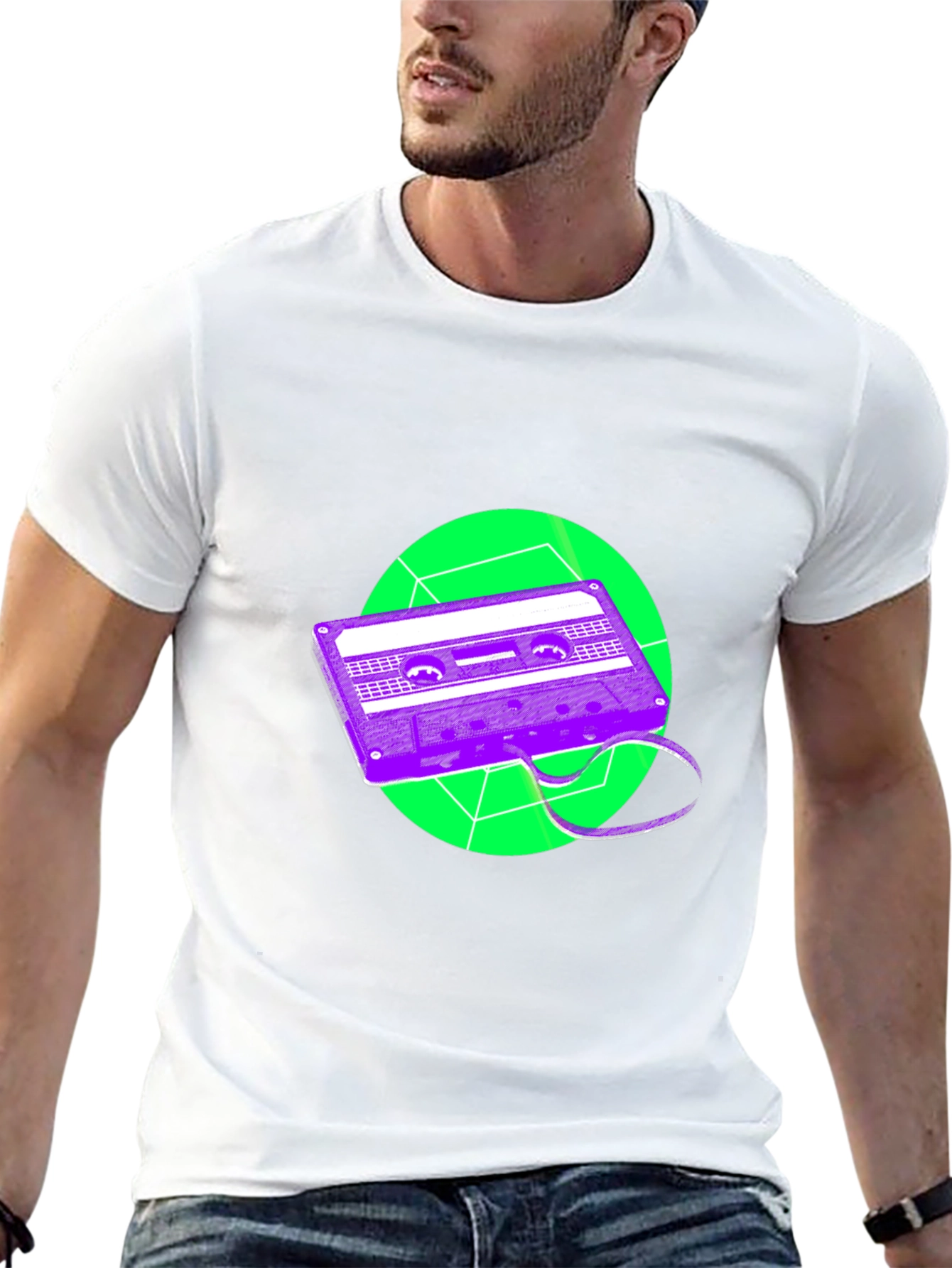 Retro Cassette Tape Graphic Tee - Black