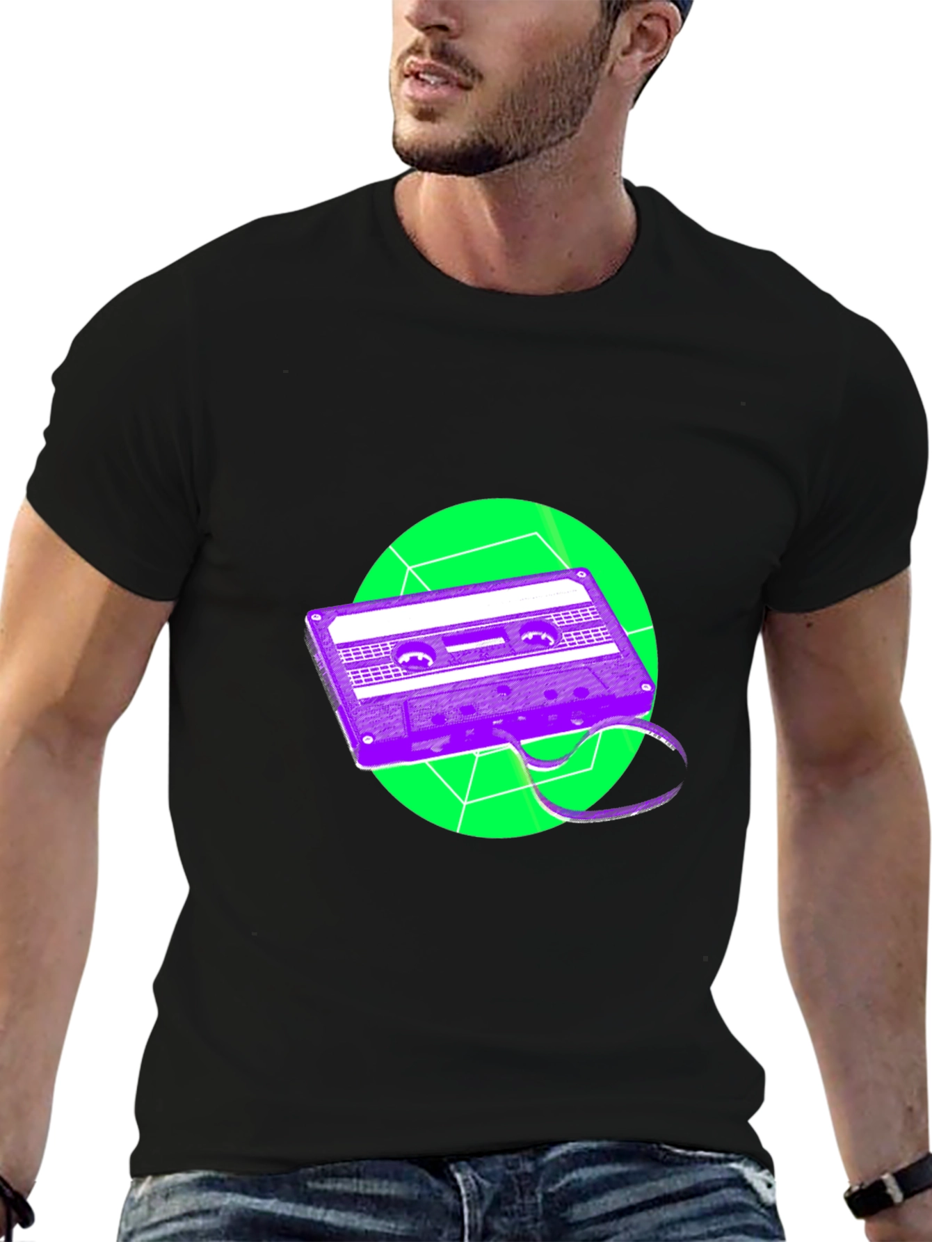 Retro Cassette Tape Graphic Tee - Black