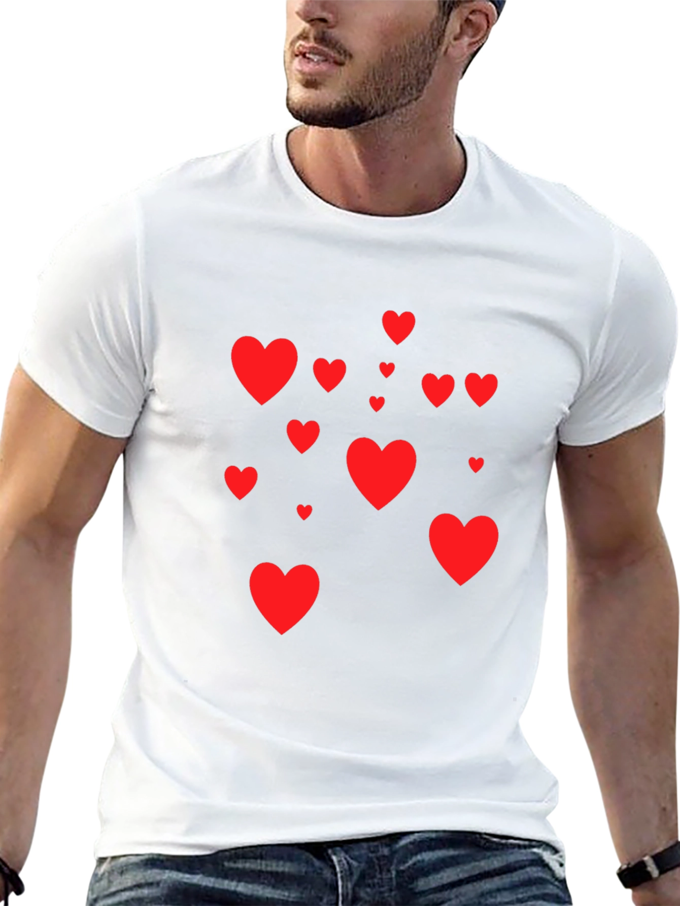 Heart Print Black Tee
