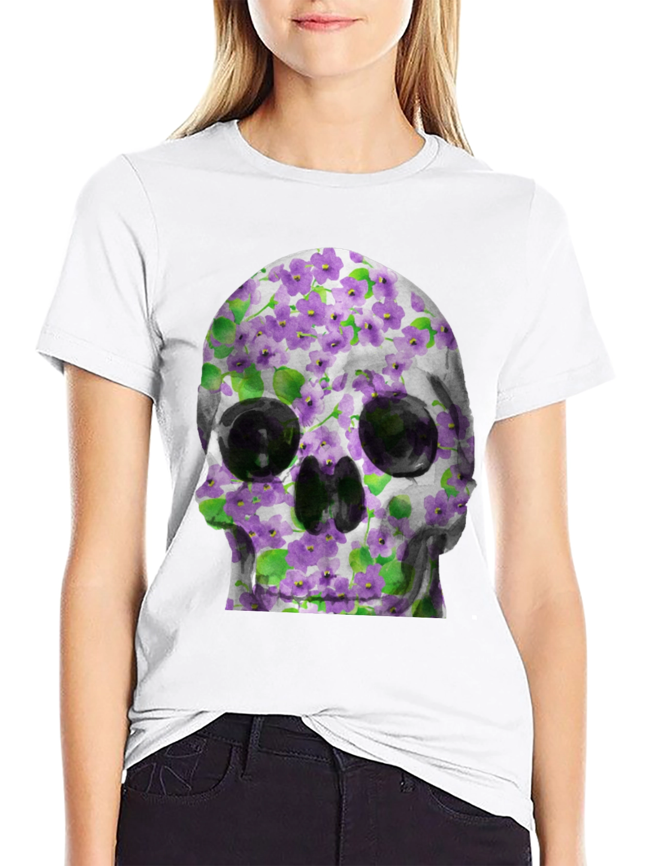 Floral Skull Graphic Tee - Unique Style