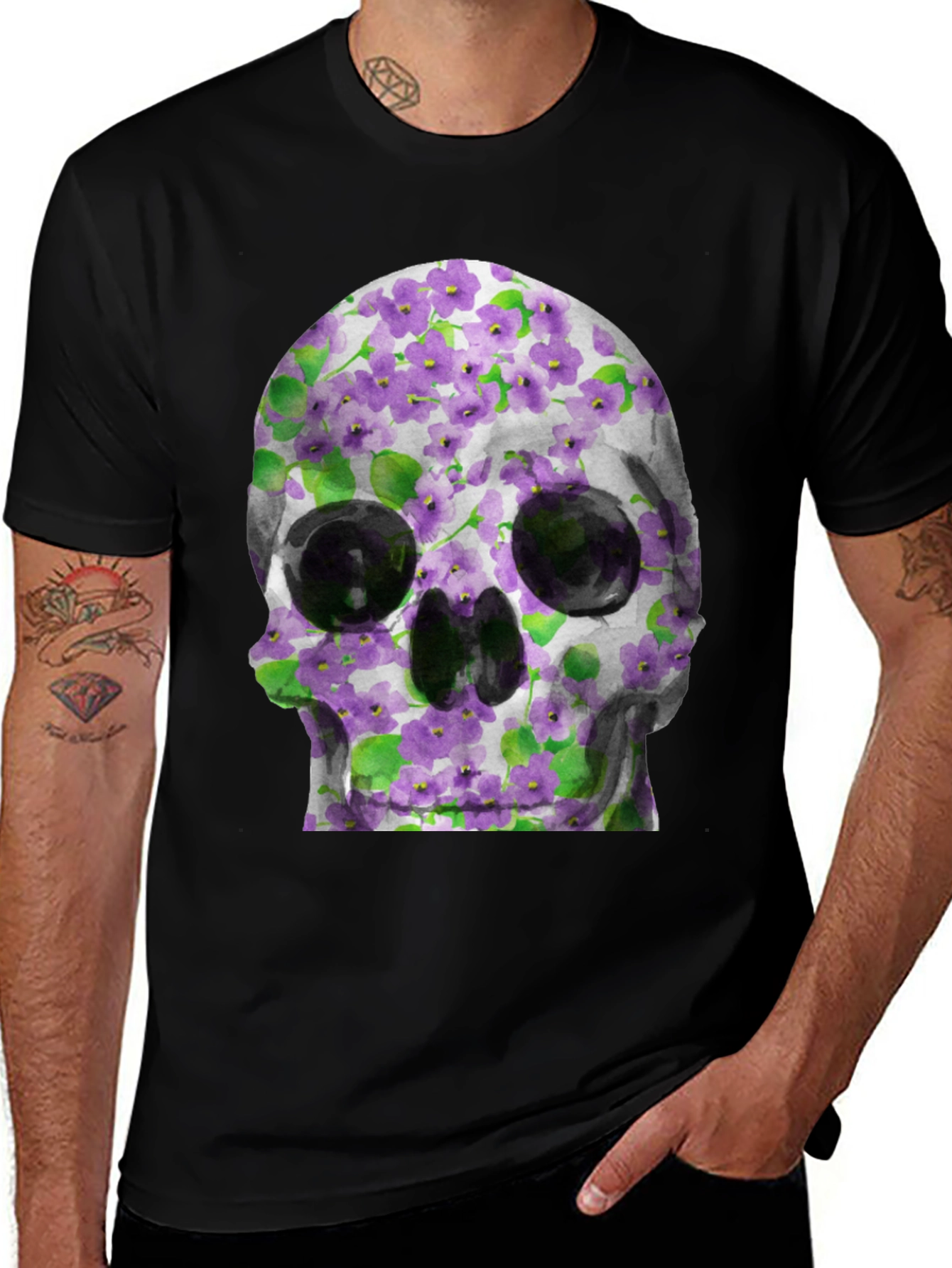 Floral Skull Graphic Tee - Unique Style