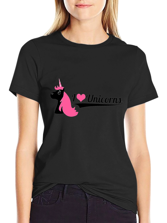 I Love Unicorns Black T-Shirt