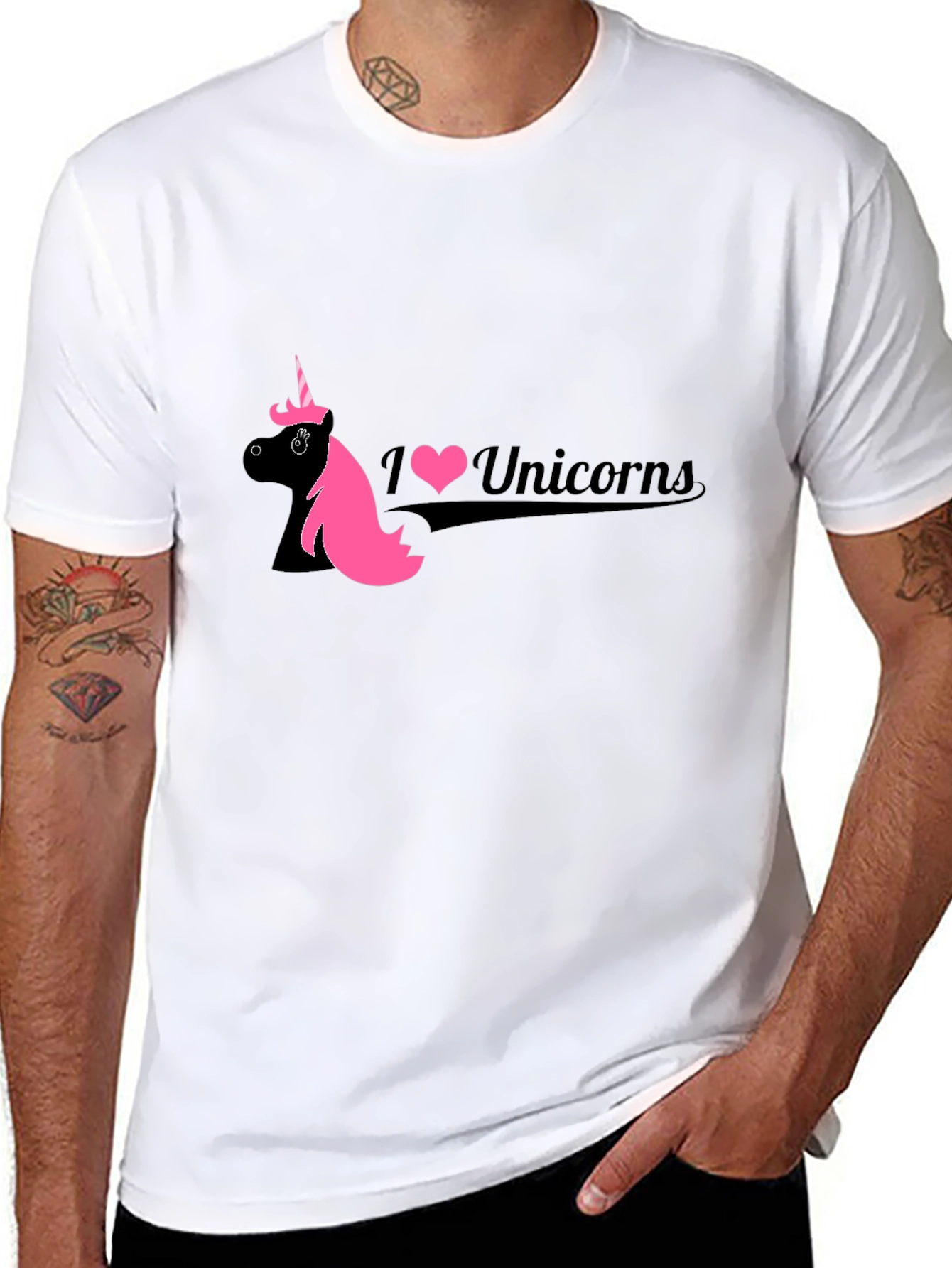 I Love Unicorns Black T-Shirt