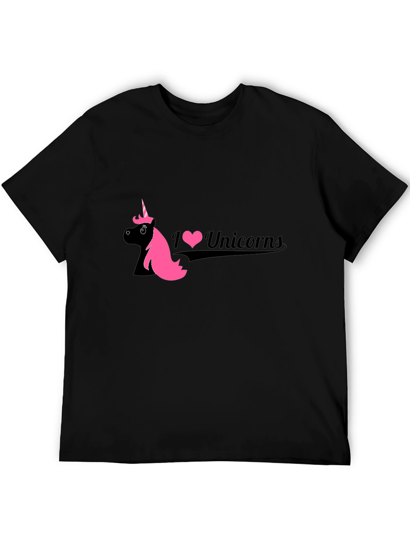 I Love Unicorns Black T-Shirt