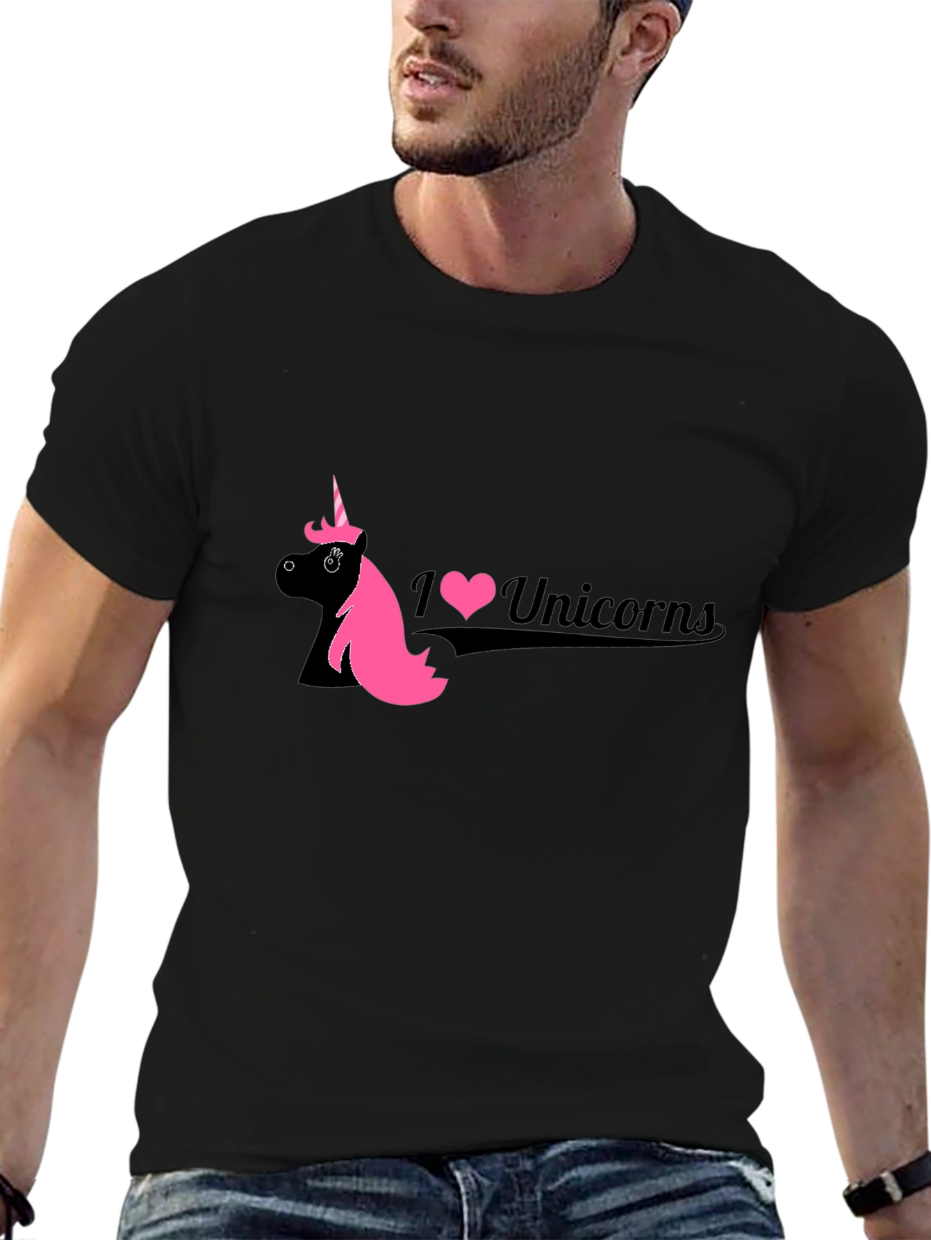 I Love Unicorns Black T-Shirt