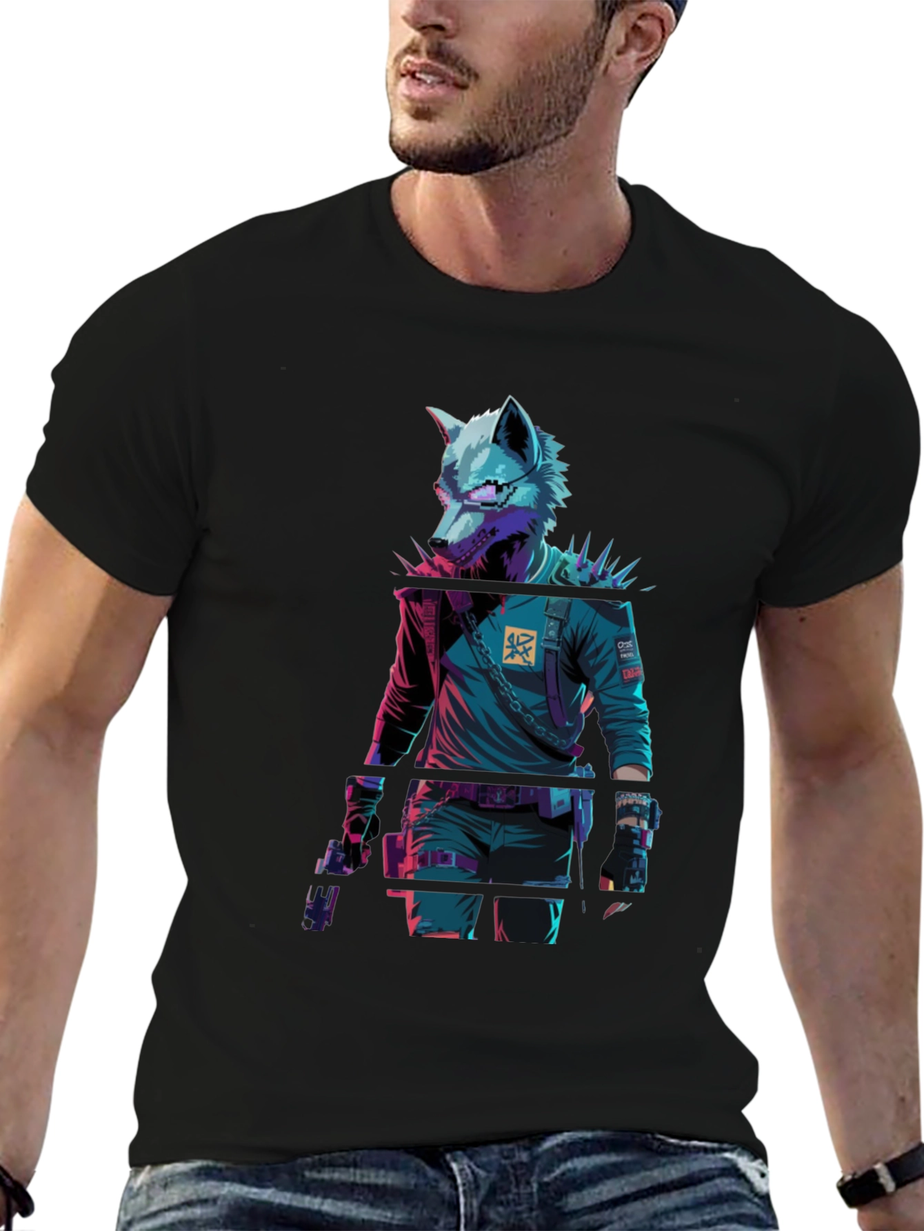 Cyberpunk Wolf Graphic T-Shirt