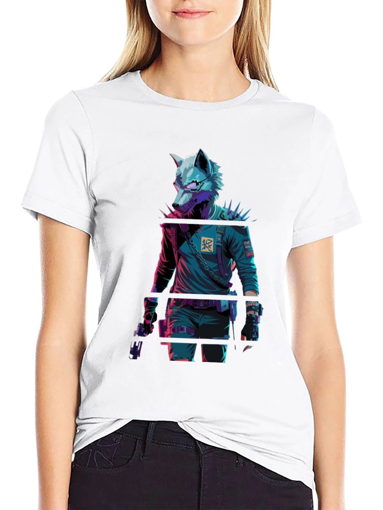 Cyberpunk Wolf Graphic T-Shirt
