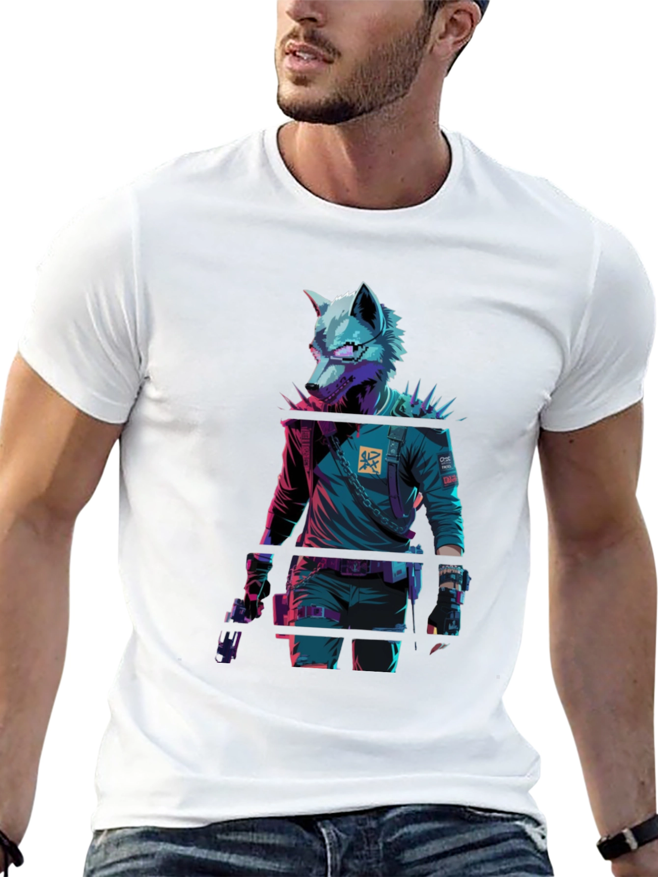 Cyberpunk Wolf Graphic T-Shirt
