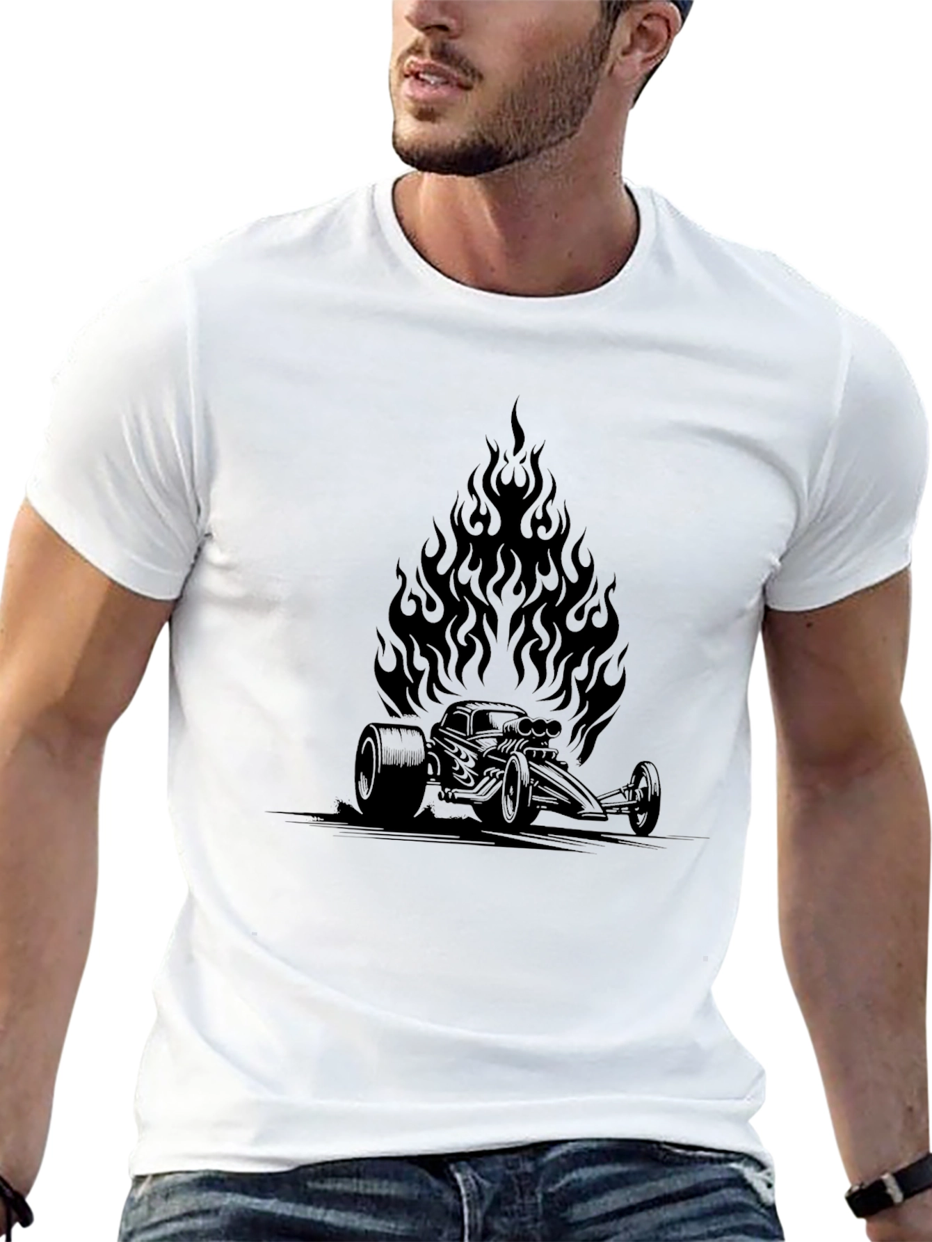 Burning Hot Rod Black Tee