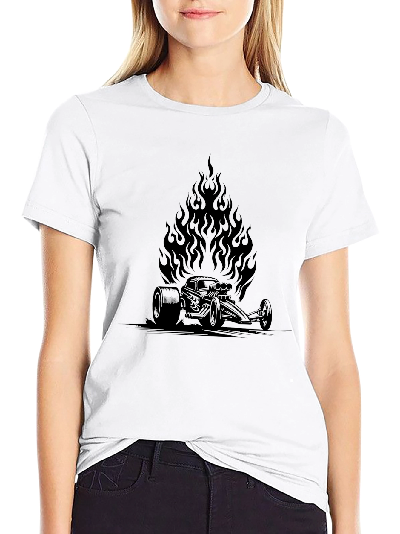 Burning Hot Rod Black Tee
