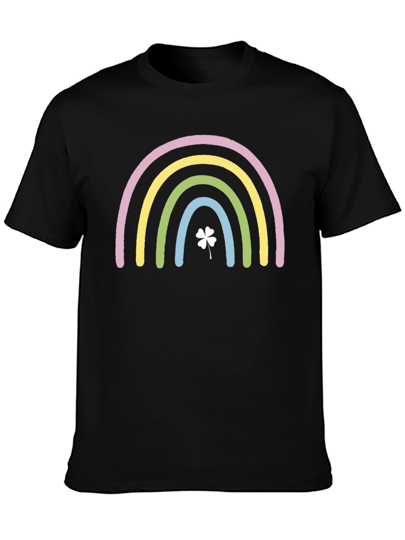 Rainbow Clover Graphic Black T-Shirt
