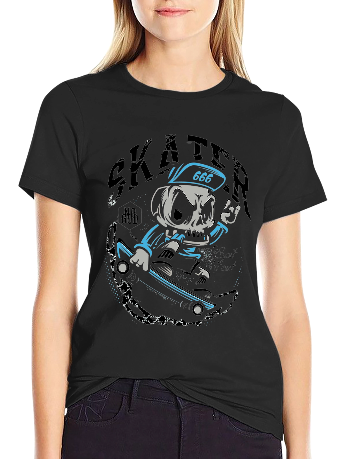 Skull Skater Graphic Tee - Cool Black T-Shirt