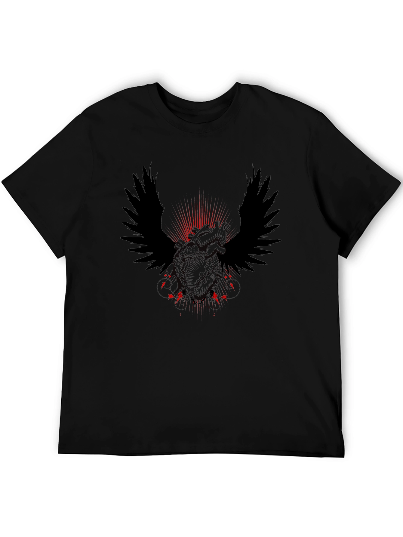 Winged Heart Graphic Tee - Mens Black T-Shirt