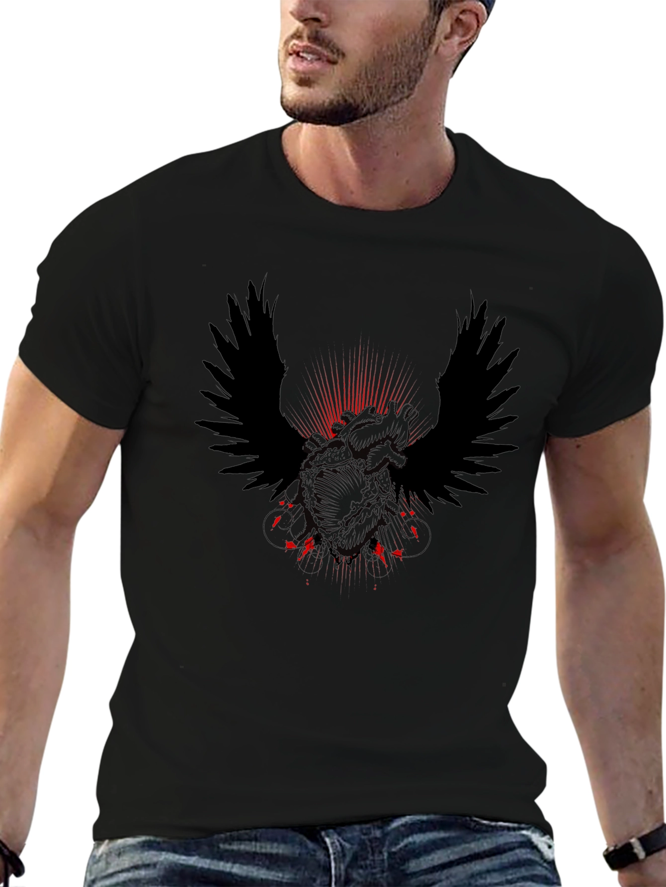 Winged Heart Graphic Tee - Mens Black T-Shirt
