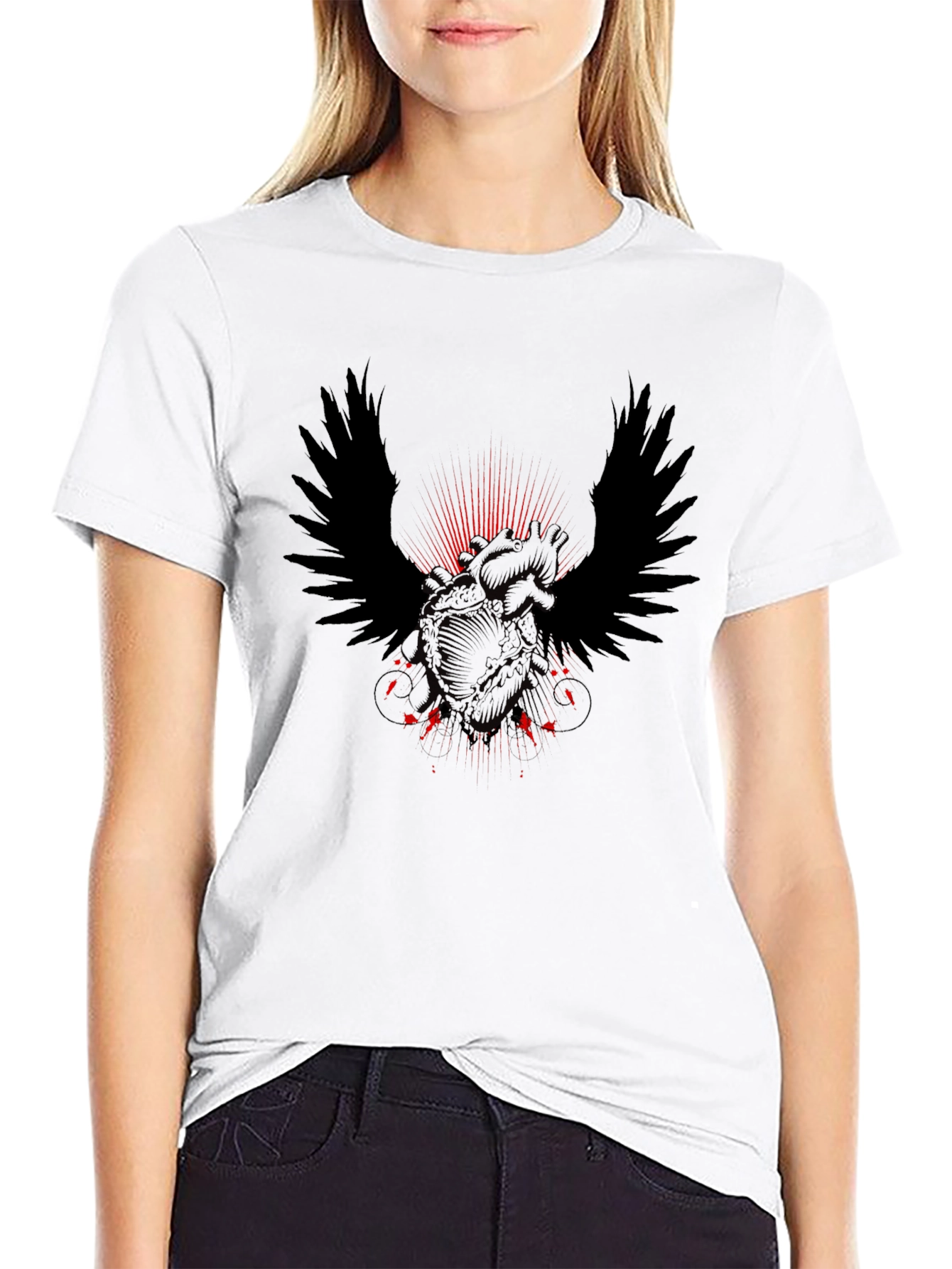 Winged Heart Graphic Tee - Mens Black T-Shirt