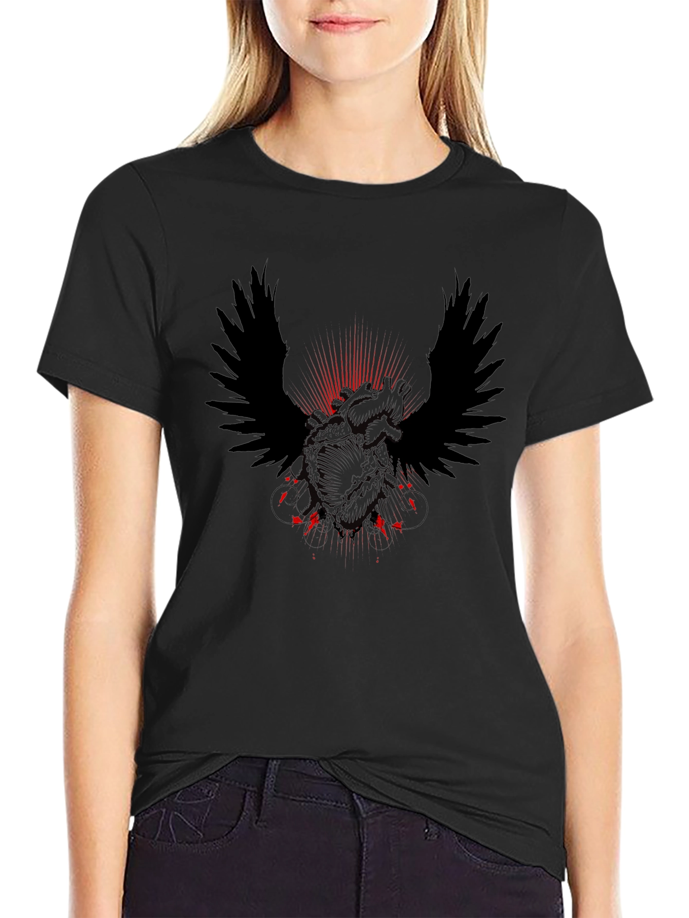 Winged Heart Graphic Tee - Mens Black T-Shirt